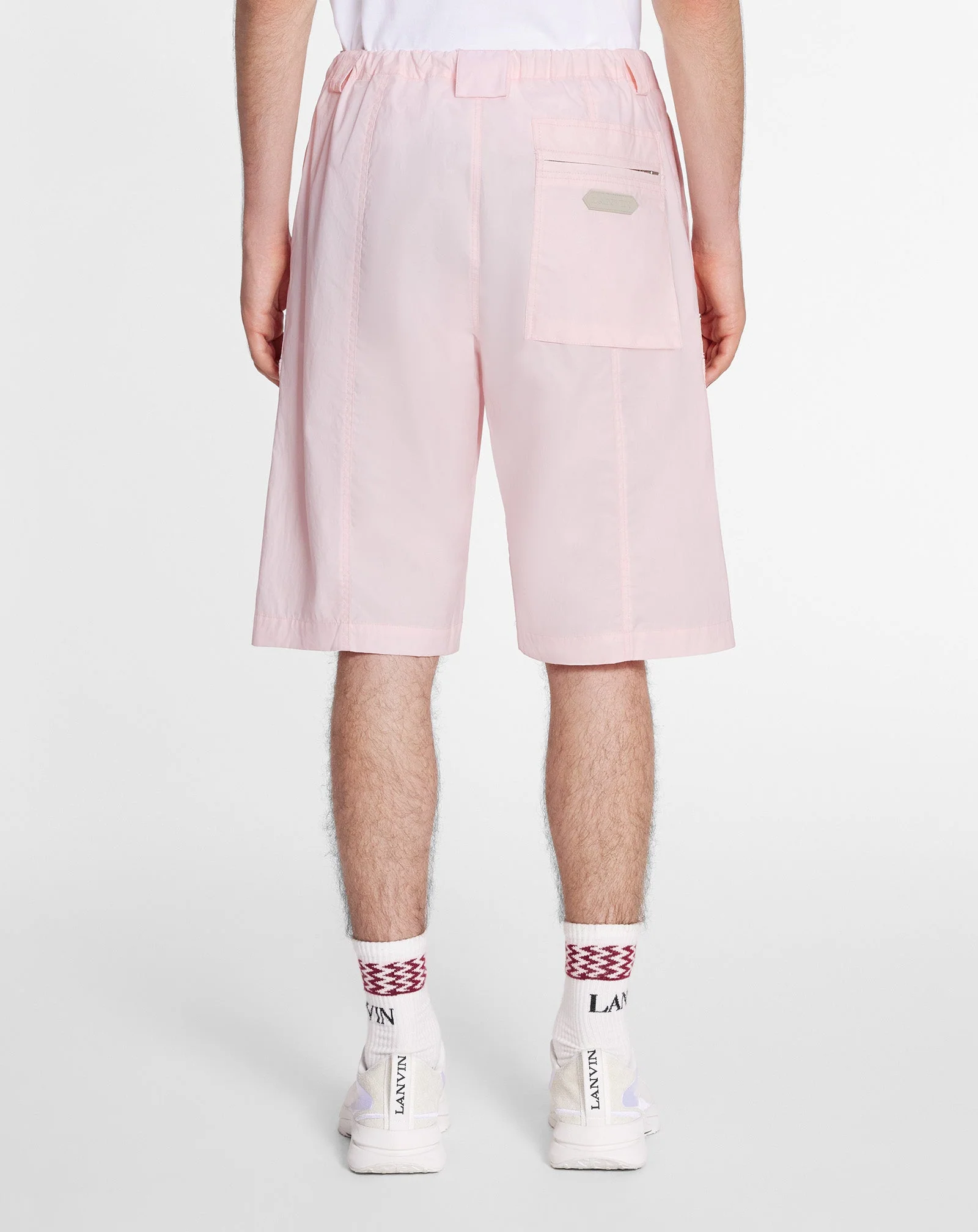 LANVIN MEN'S ROSÉ PARACHUTE SHORTS WITH ZIPPERS - Image 4
