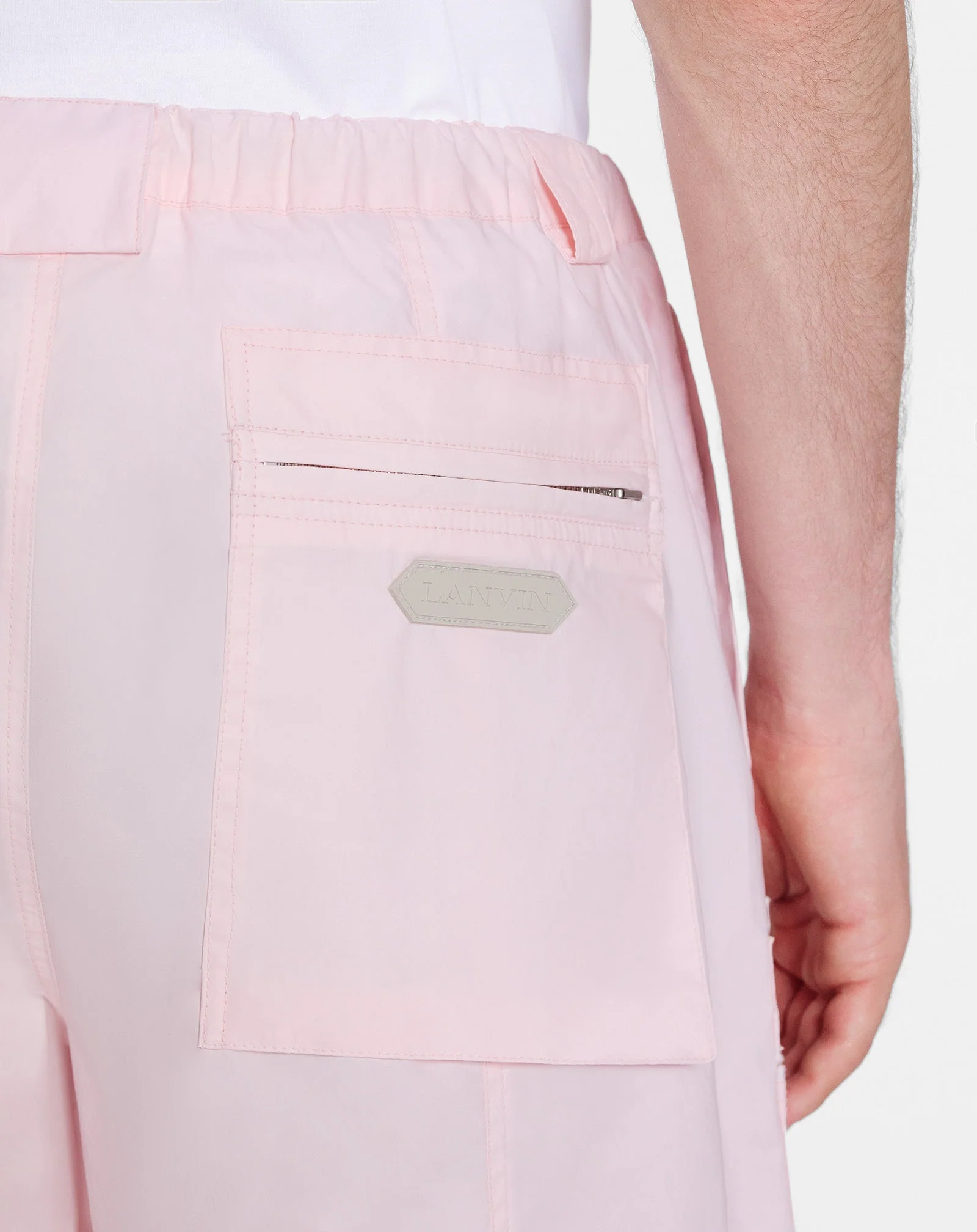 LANVIN MEN'S ROSÉ PARACHUTE SHORTS WITH ZIPPERS - Image 6