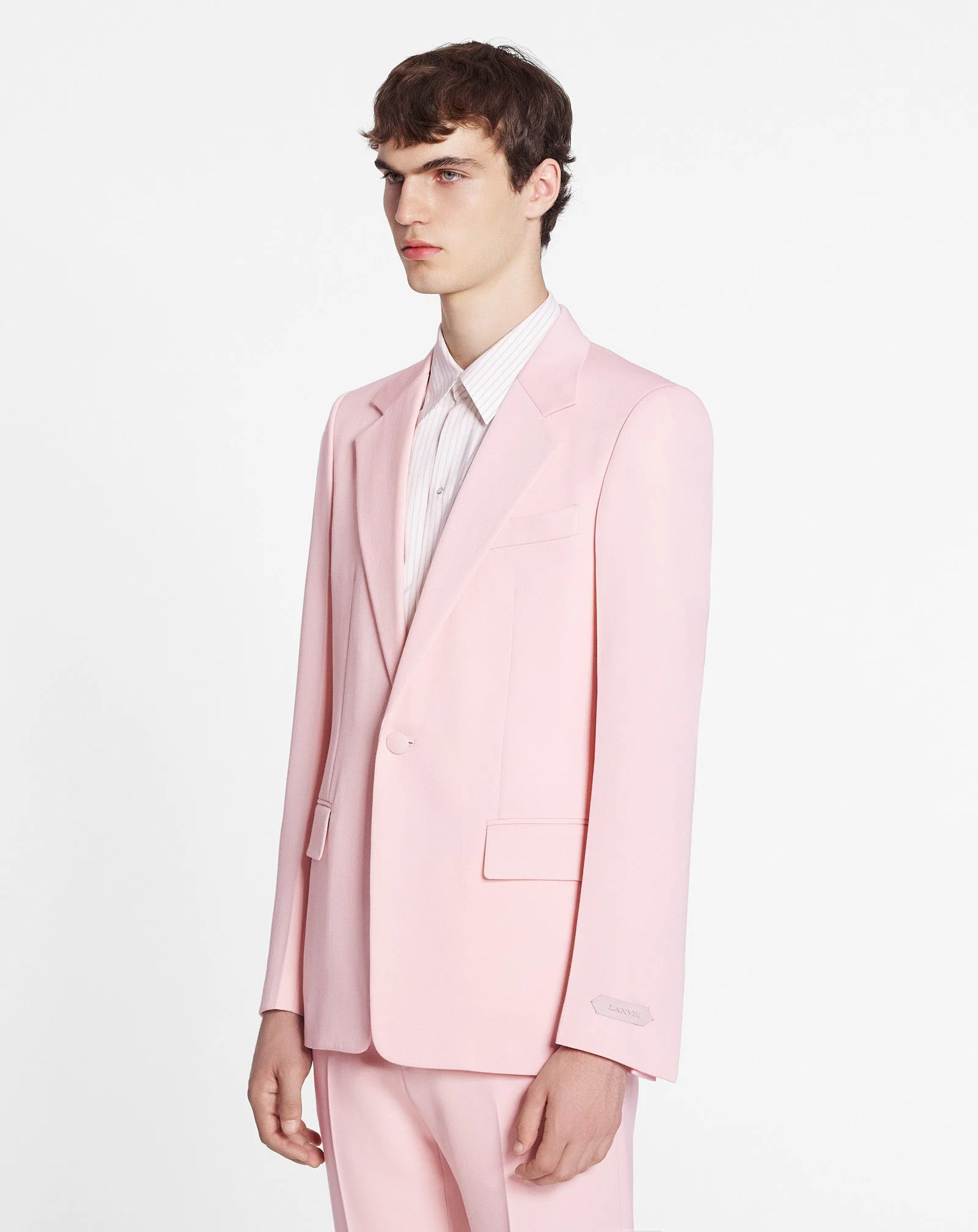 LANVIN MEN'S ROSÉ WOOL SINGLE-BREASTED JACKET - Image 3