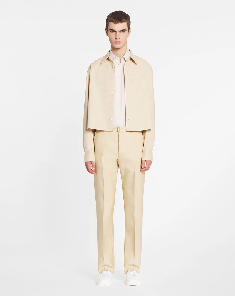 LANVIN MEN'S SABLE BELTED STRAIGHT LEG TROUSERS - Image 2