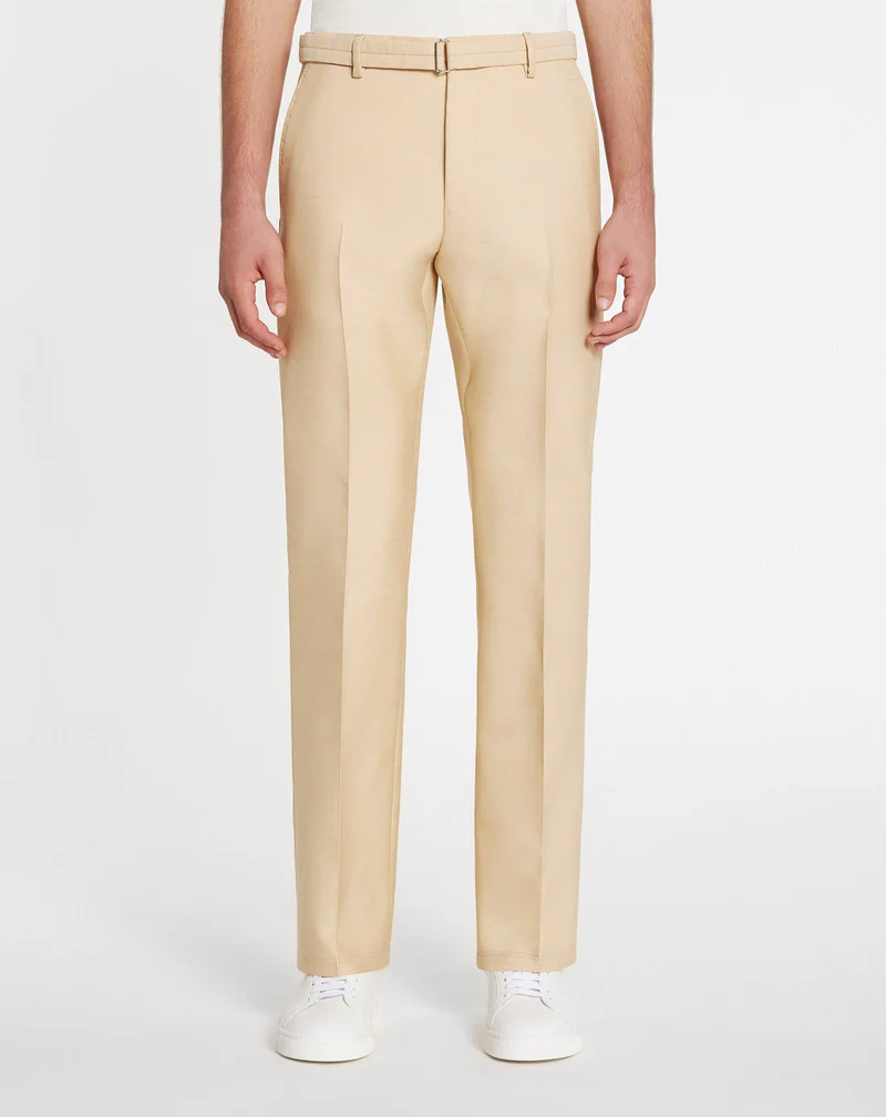 LANVIN MEN'S SABLE BELTED STRAIGHT LEG TROUSERS - Image 3
