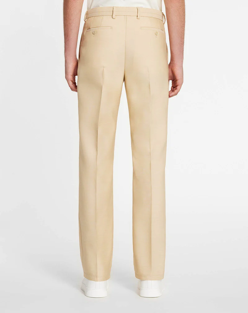 LANVIN MEN'S SABLE BELTED STRAIGHT LEG TROUSERS - Image 4