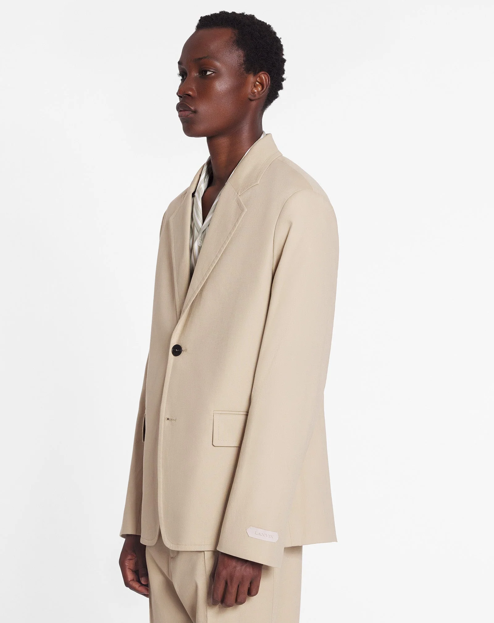 LANVIN MEN'S SABLE DECONSTRUCTED SINGLE-BREASTED JACKET - Image 3