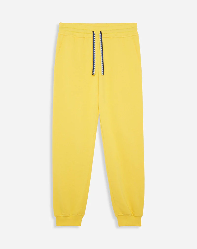 LANVIN MEN'S YELLOW KNIT JOGGERS WITH DRAWSTRING