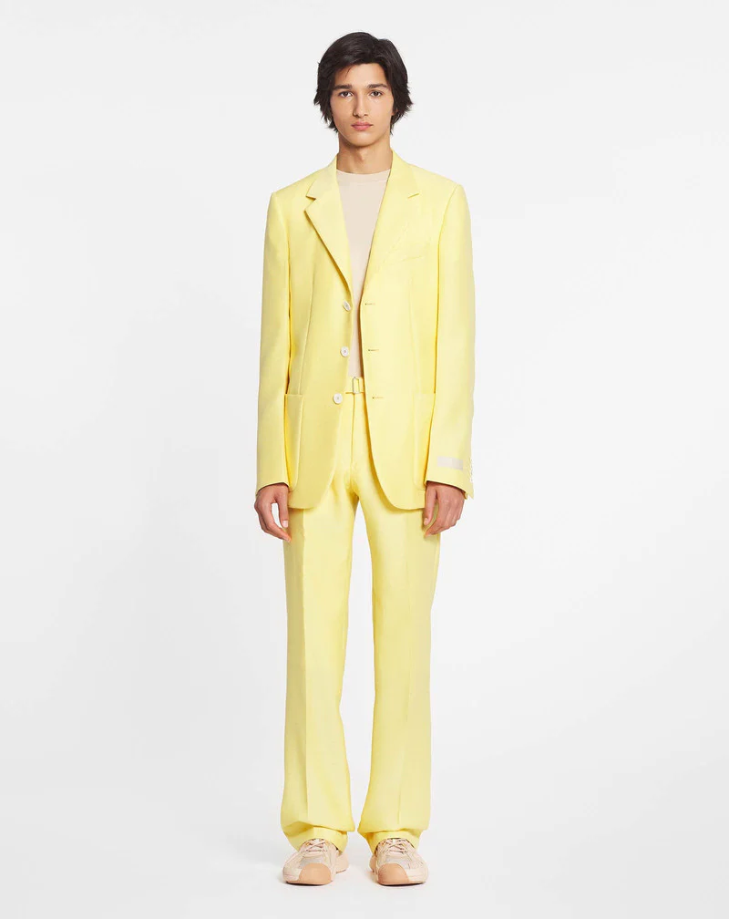 LANVIN MEN'S YELLOW SILK WOOL SINGLE-BREASTED JACKET - Image 2