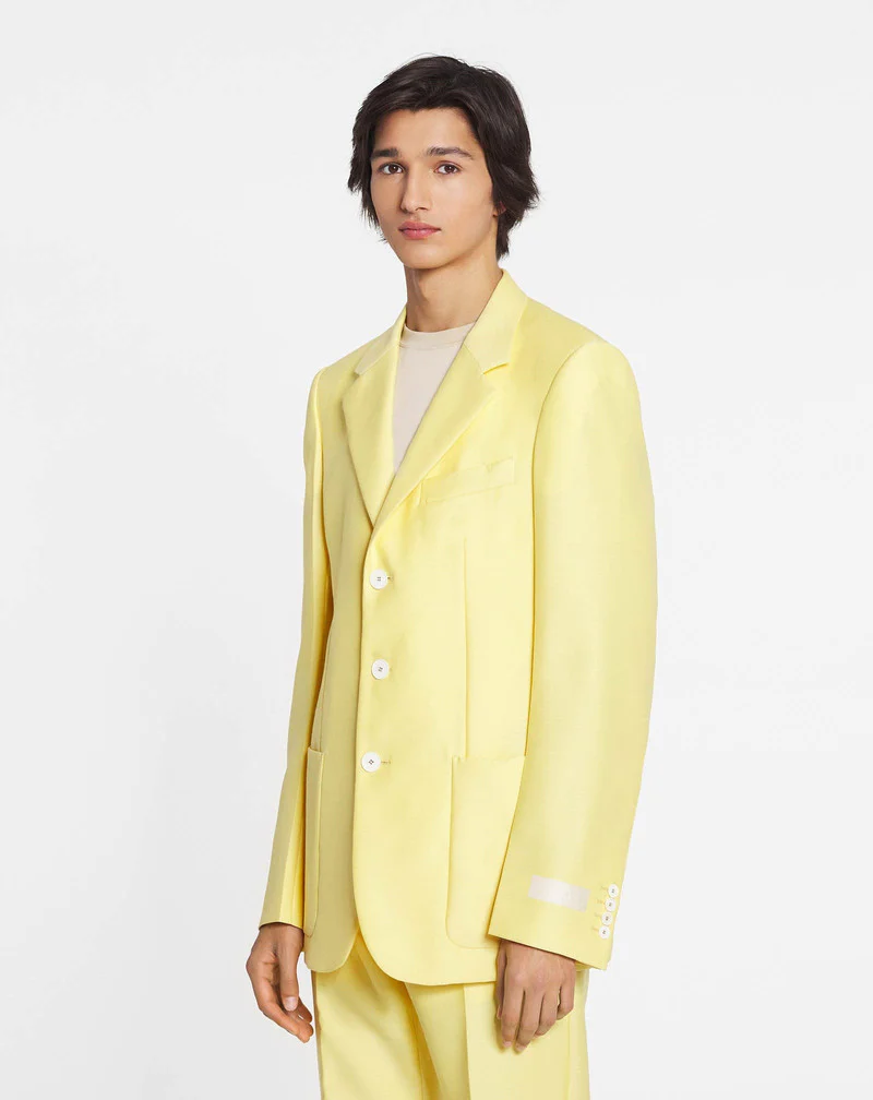 LANVIN MEN'S YELLOW SILK WOOL SINGLE-BREASTED JACKET - Image 3