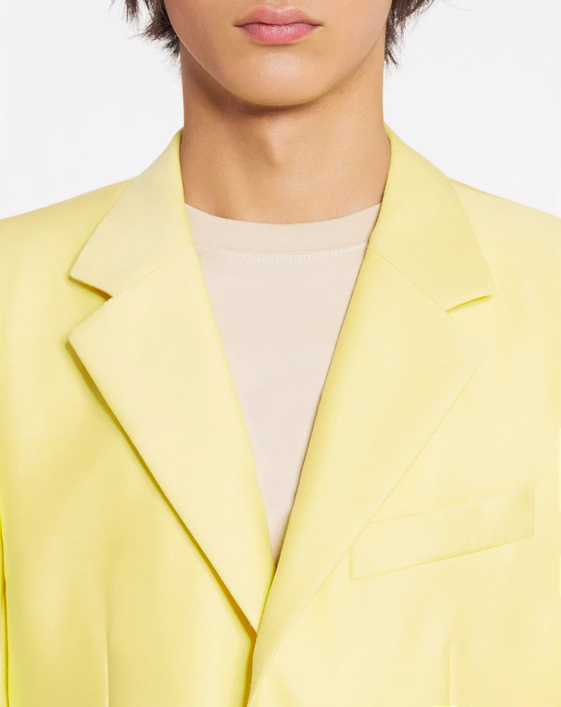 LANVIN MEN'S YELLOW SILK WOOL SINGLE-BREASTED JACKET - Image 4