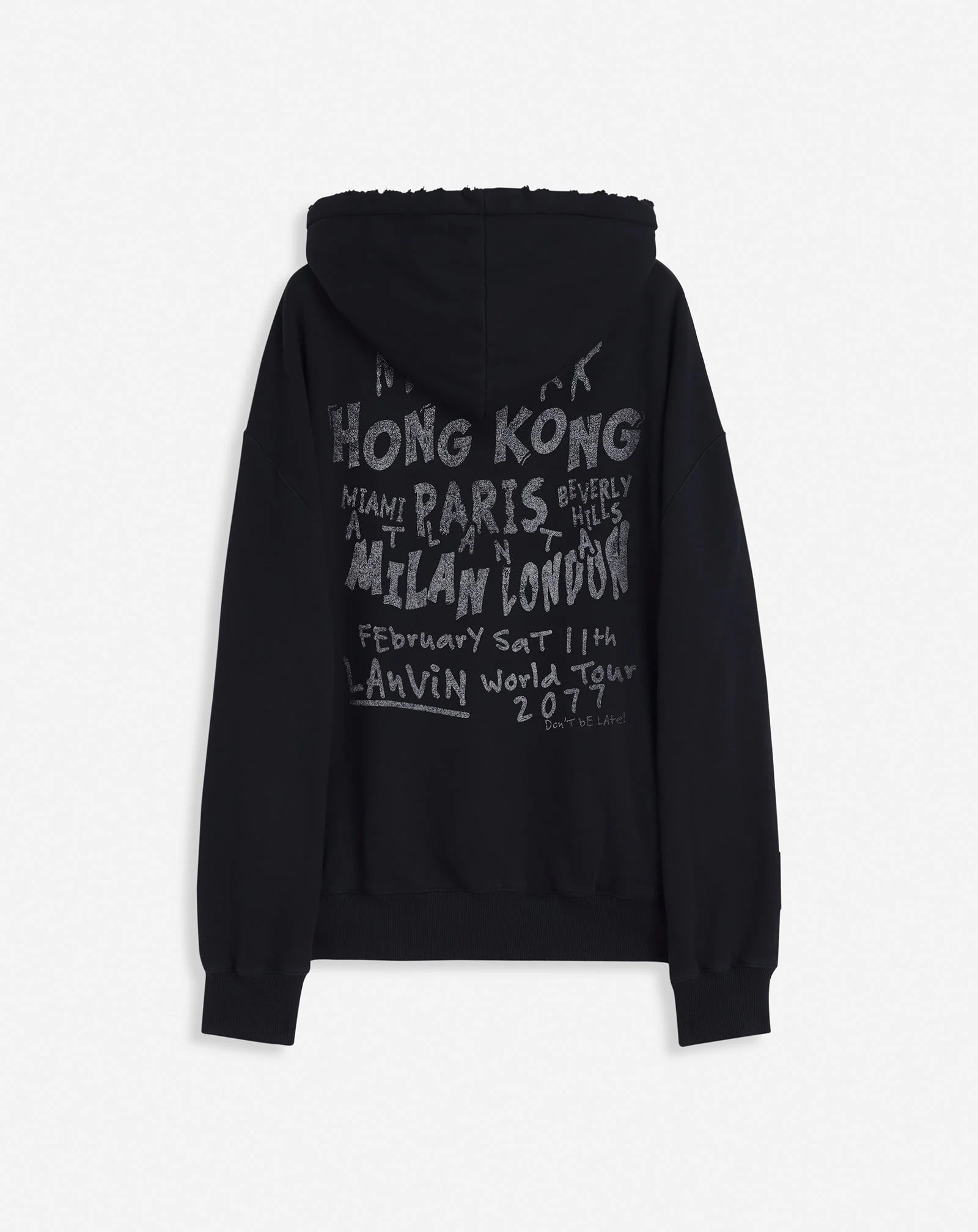 LANVIN UNISEX'S BLACK PRINTED KNIT HOODIE - Image 6