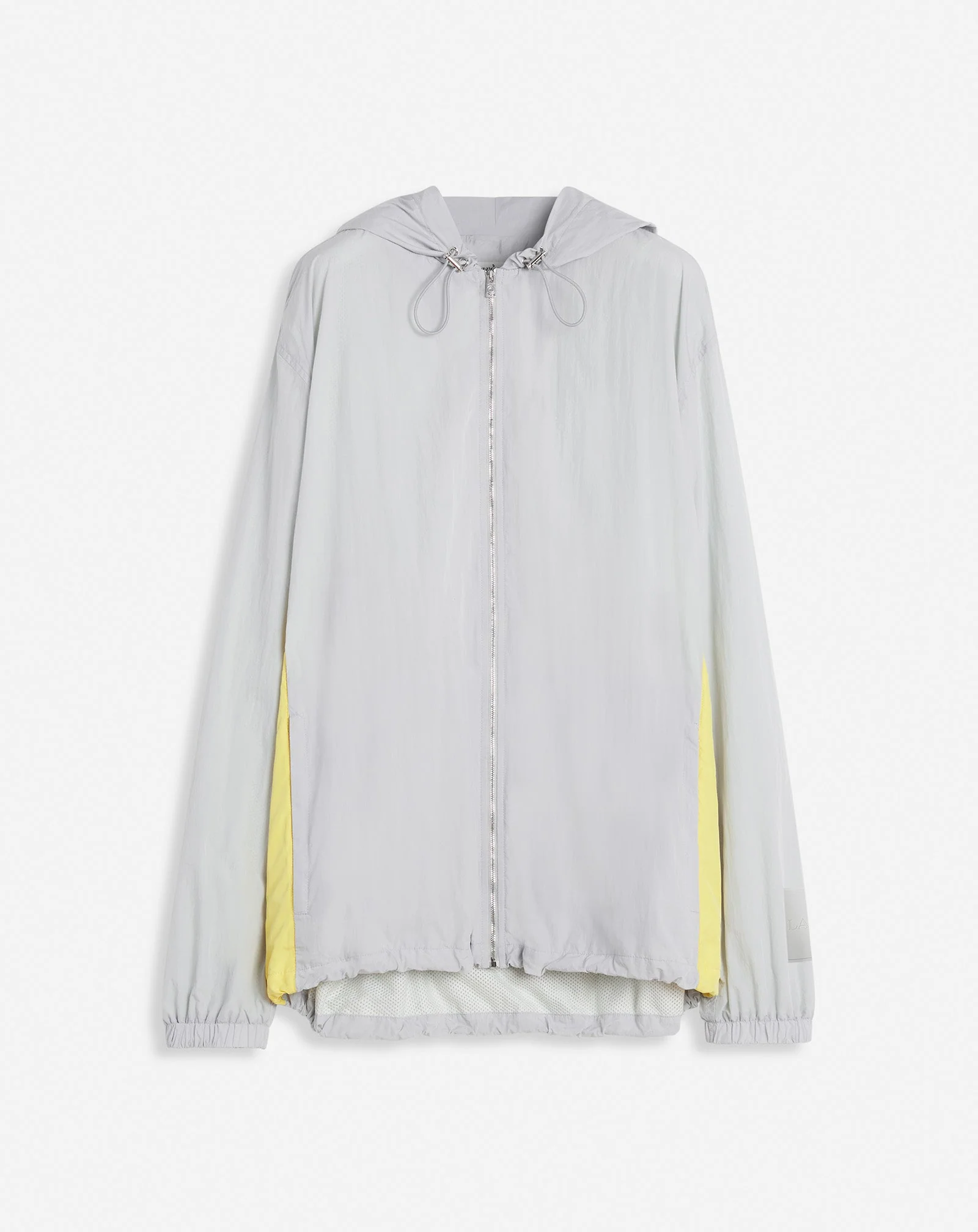 LANVIN UNISEX'S GRAY ZIPPED NYLON HOODIE WITH HOOD