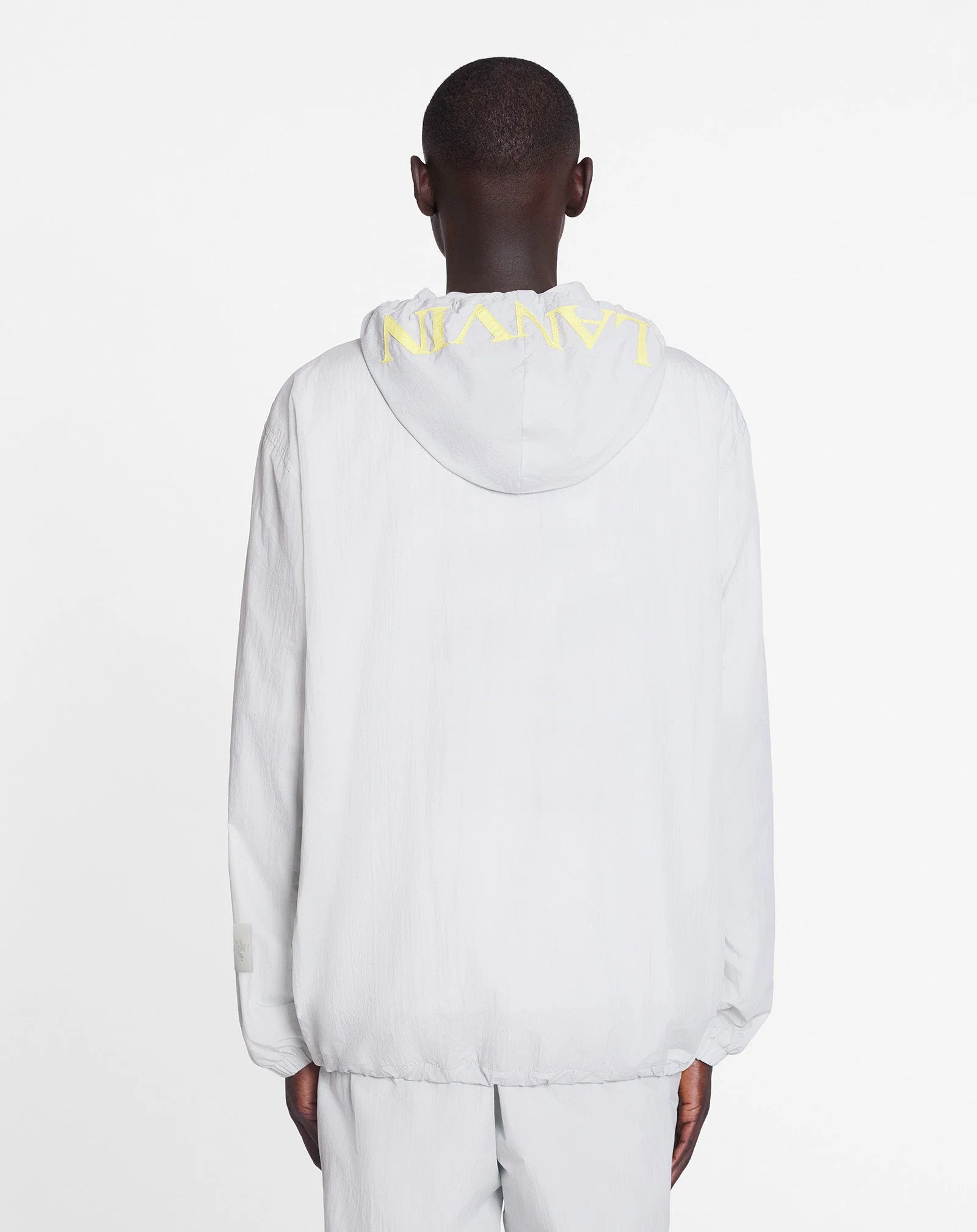 LANVIN UNISEX'S GRAY ZIPPED NYLON HOODIE WITH HOOD - Image 4