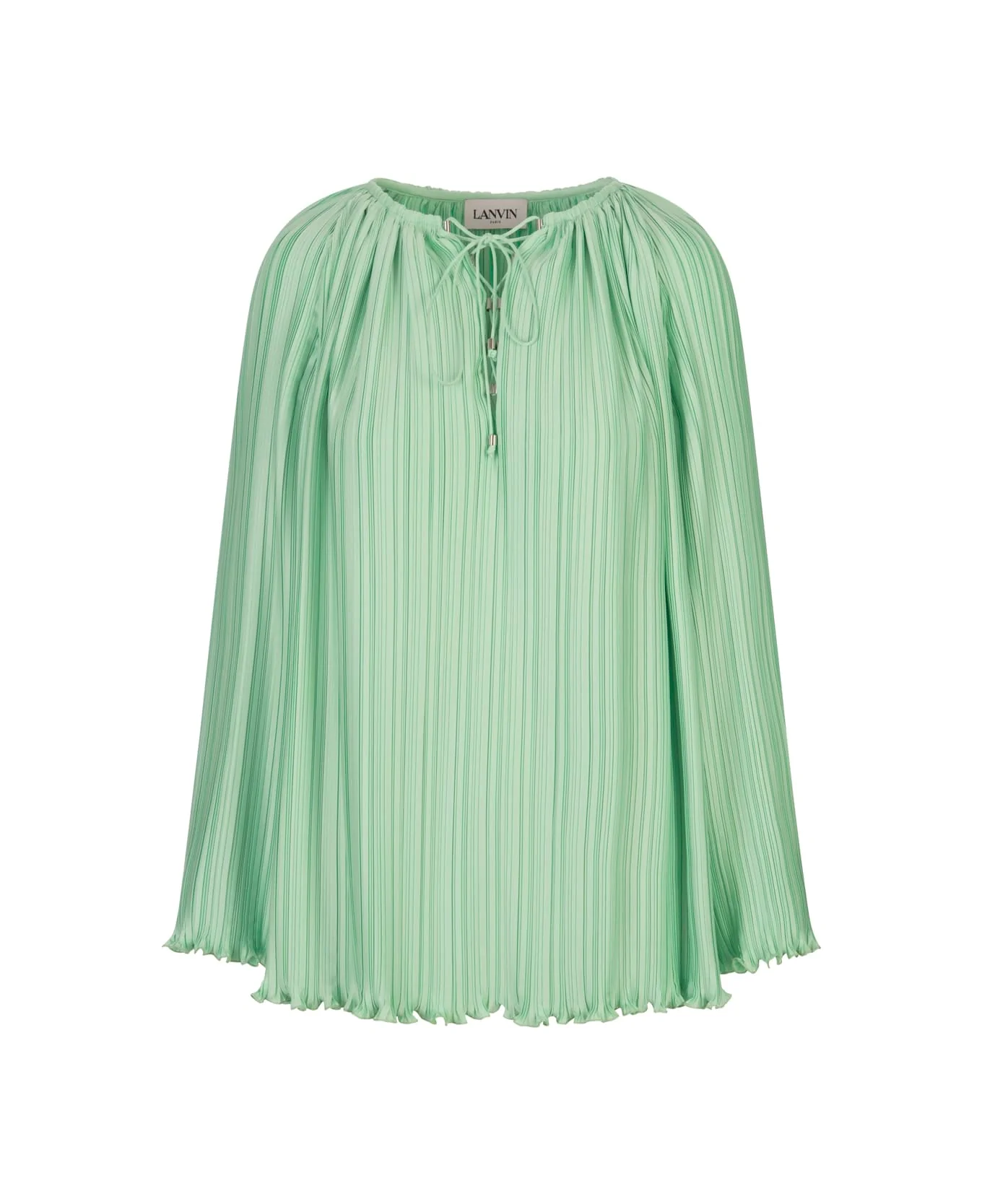 LANVIN WOMEN'S ACQUA PLEATED LONG SLEEVE BLOUSE