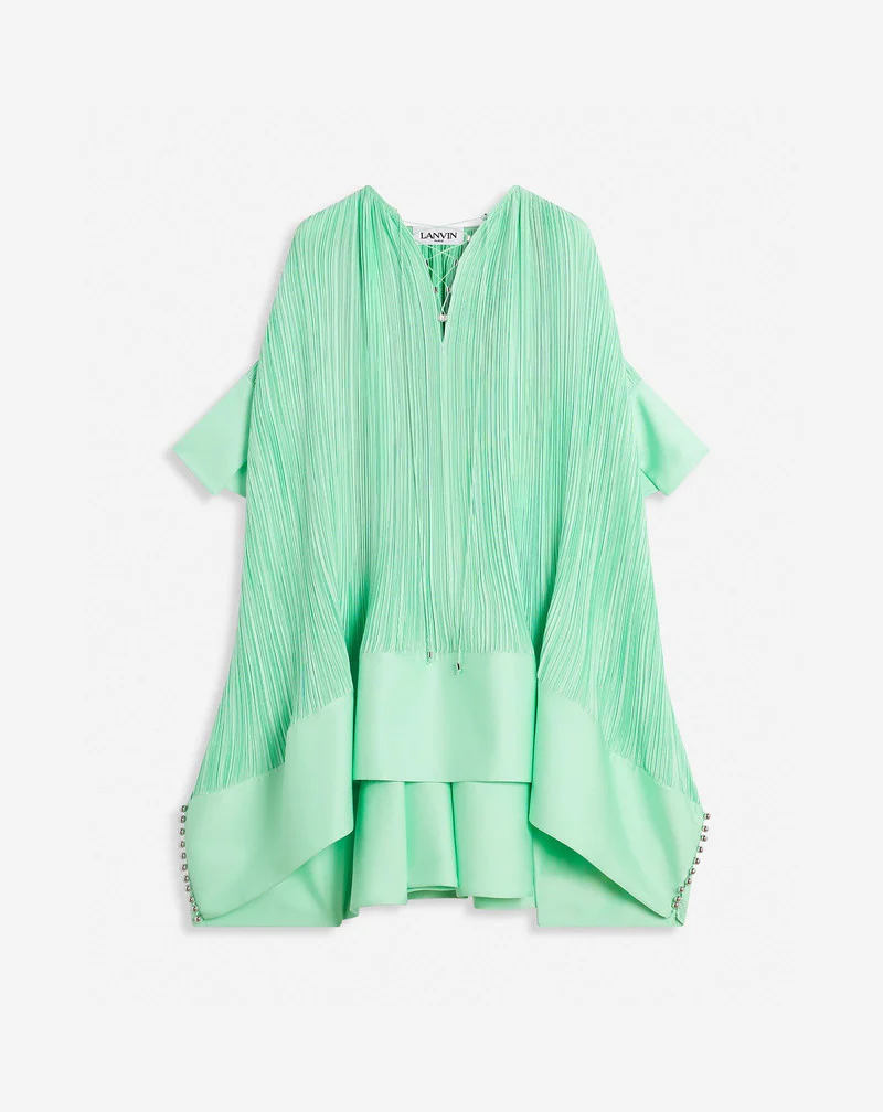 LANVIN WOMEN'S ACQUA PLEATED SHORT CASCADE DRESS