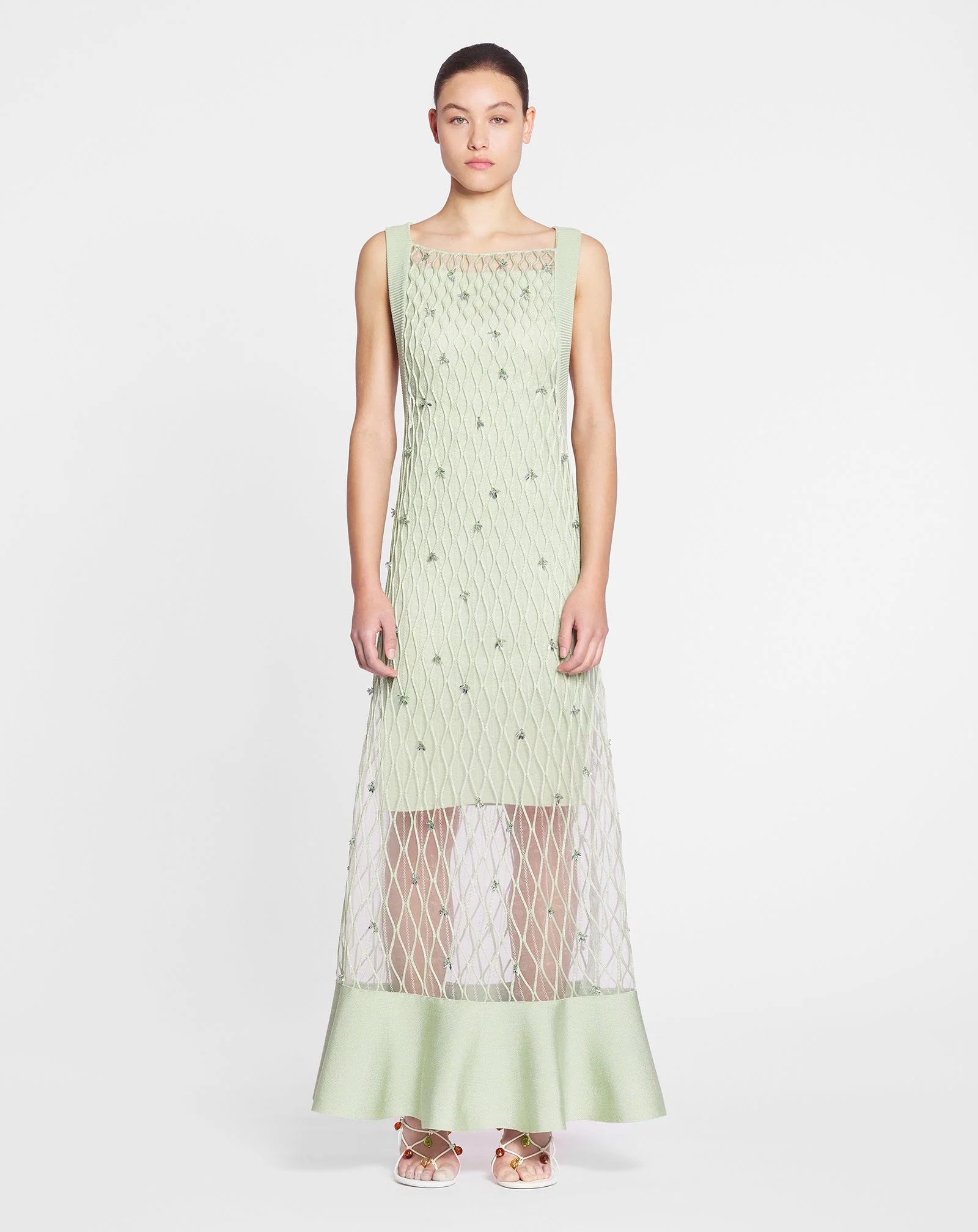 LANVIN WOMEN'S AMANDE EMBROIDERED CAGE KNIT DRESS - Image 2