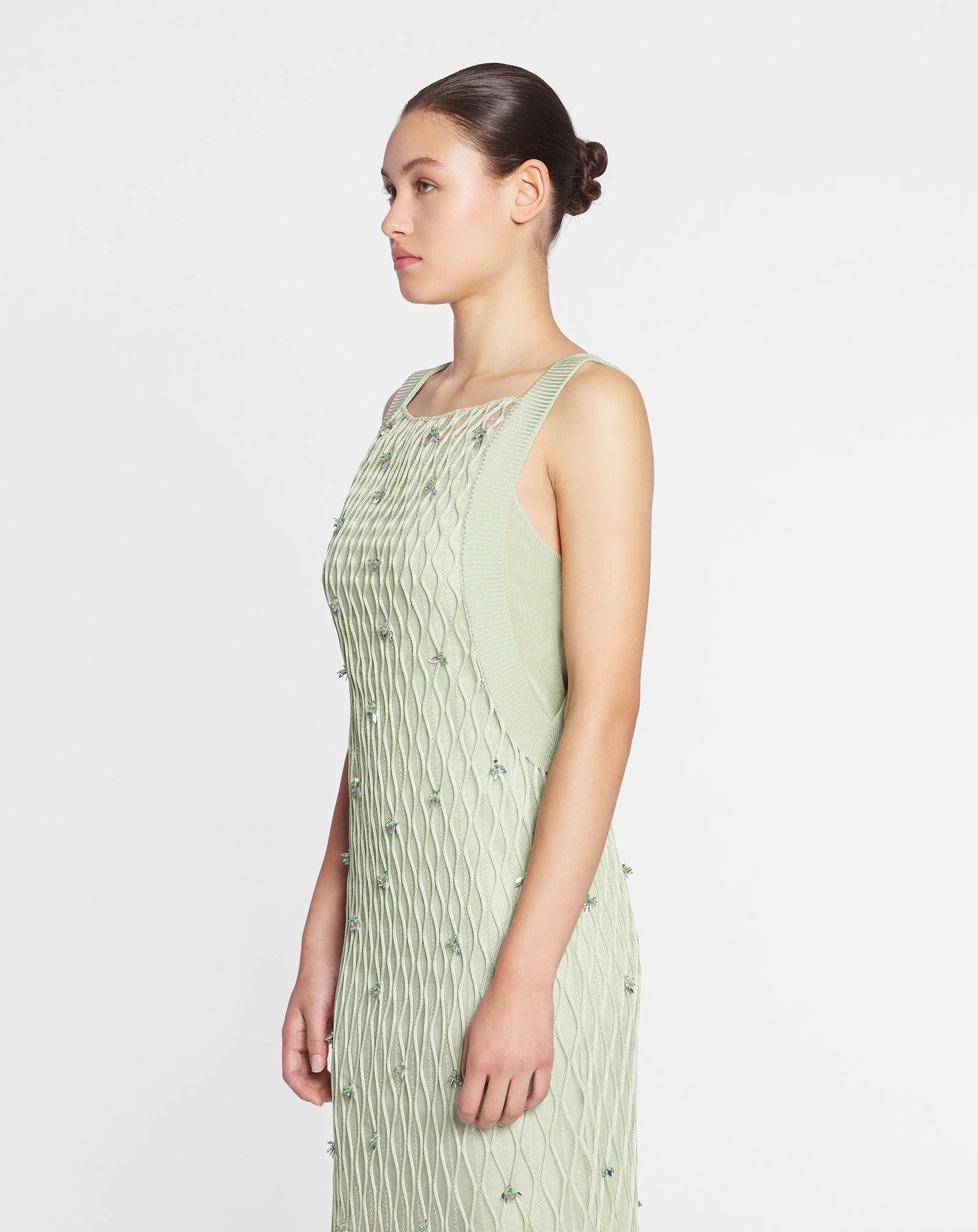 LANVIN WOMEN'S AMANDE EMBROIDERED CAGE KNIT DRESS - Image 3