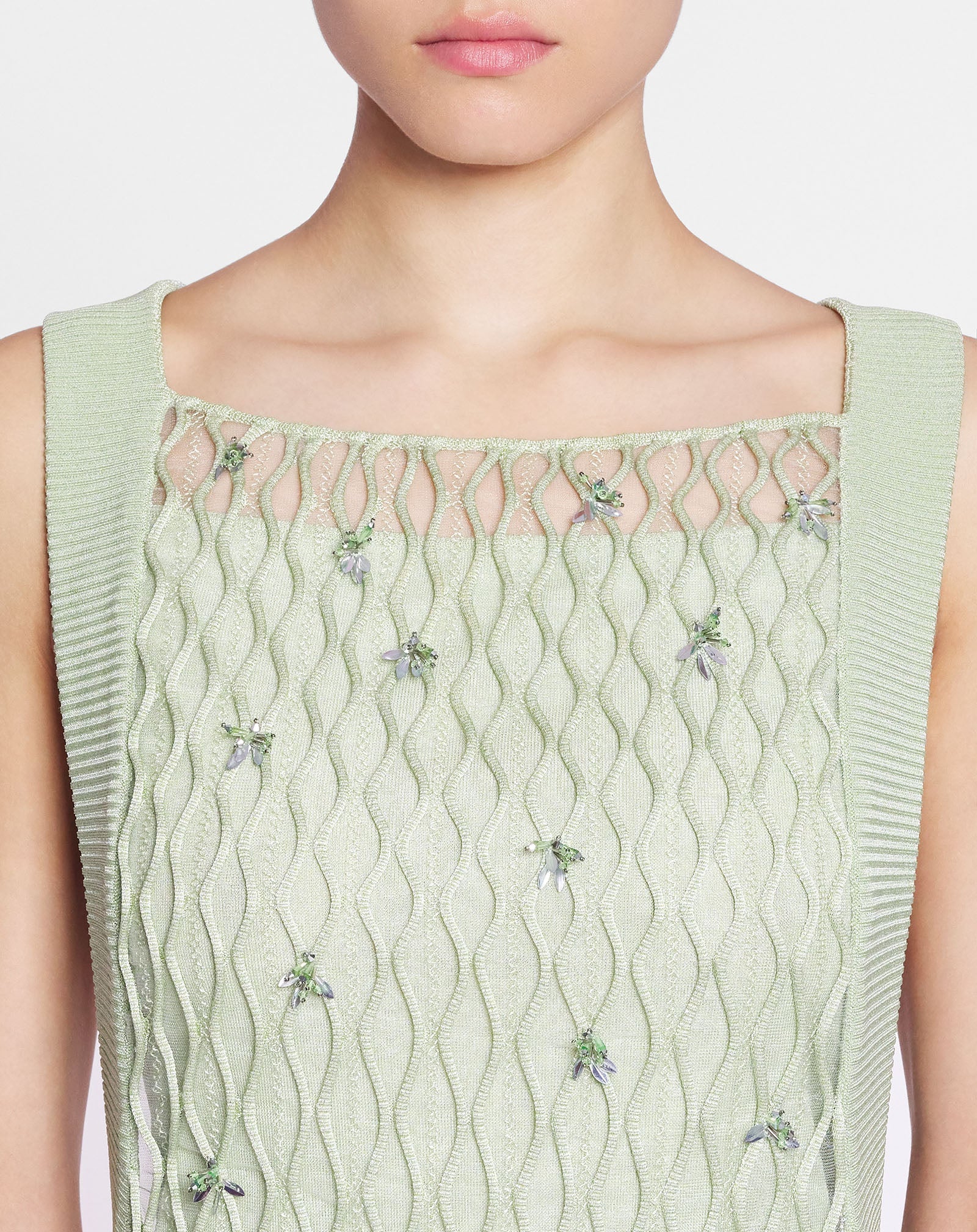 LANVIN WOMEN'S AMANDE EMBROIDERED CAGE KNIT DRESS - Image 5
