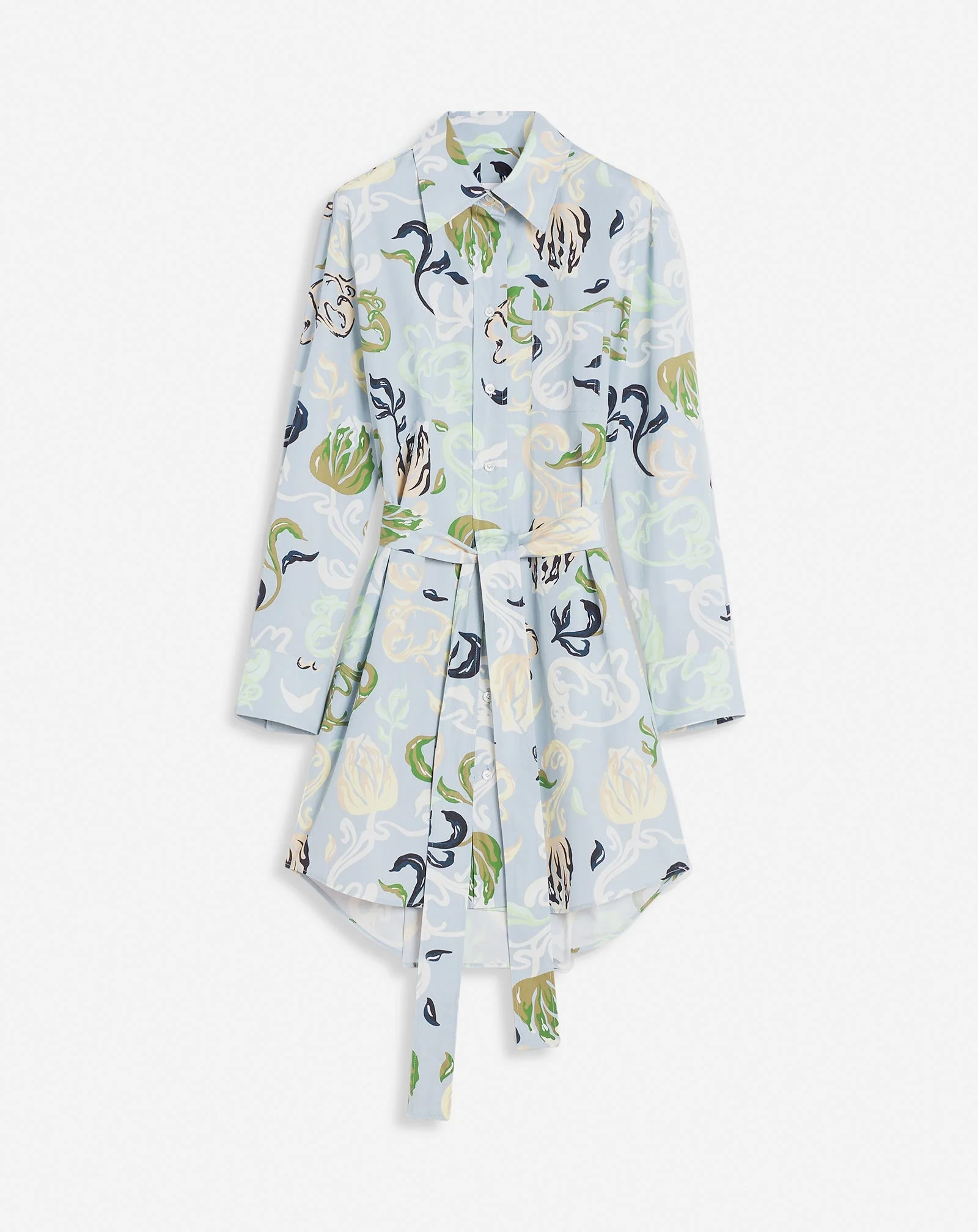 LANVIN WOMEN'S AZUR ABSTRACT PRINT TIE-WAIST DRESS