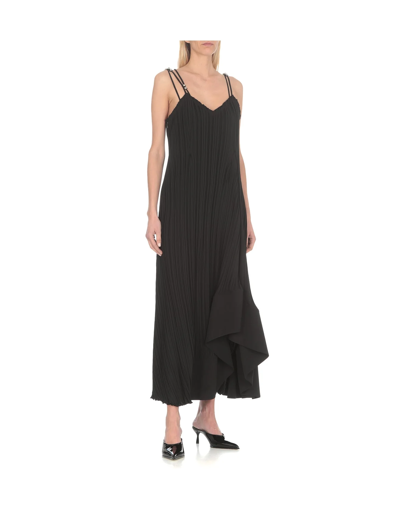 LANVIN WOMEN'S BLACK PLEATED LONG STRAP DRESS - Image 3