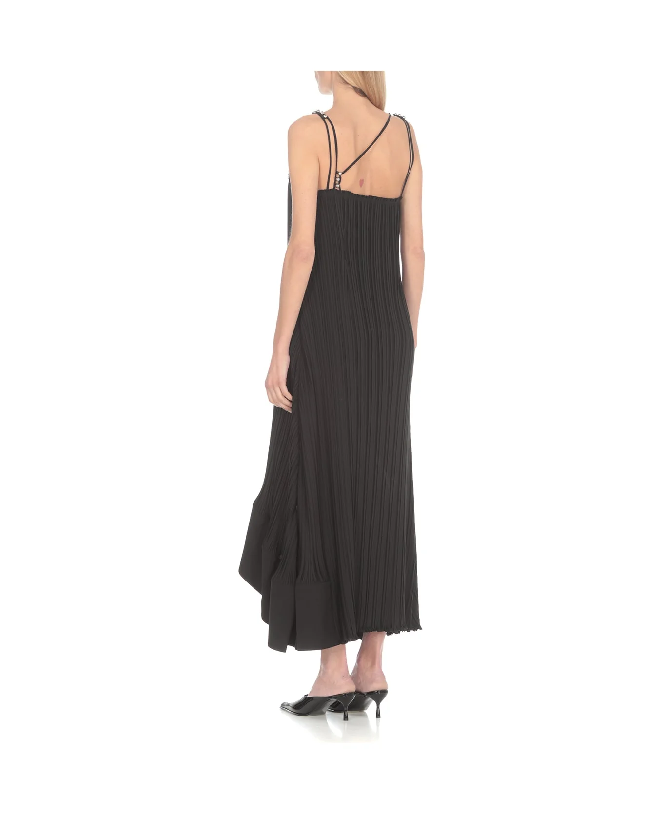 LANVIN WOMEN'S BLACK PLEATED LONG STRAP DRESS - Image 4