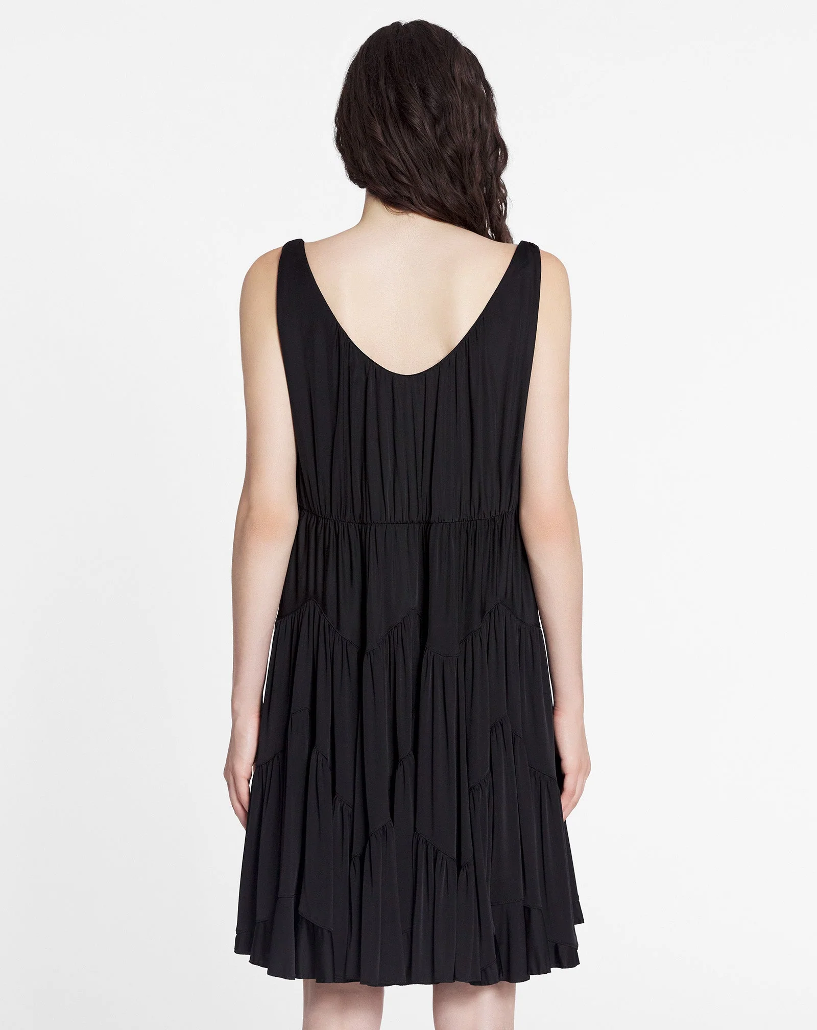 LANVIN WOMEN'S BLACK SLEEVELESS GATHERED SHORT DRESS - Image 4