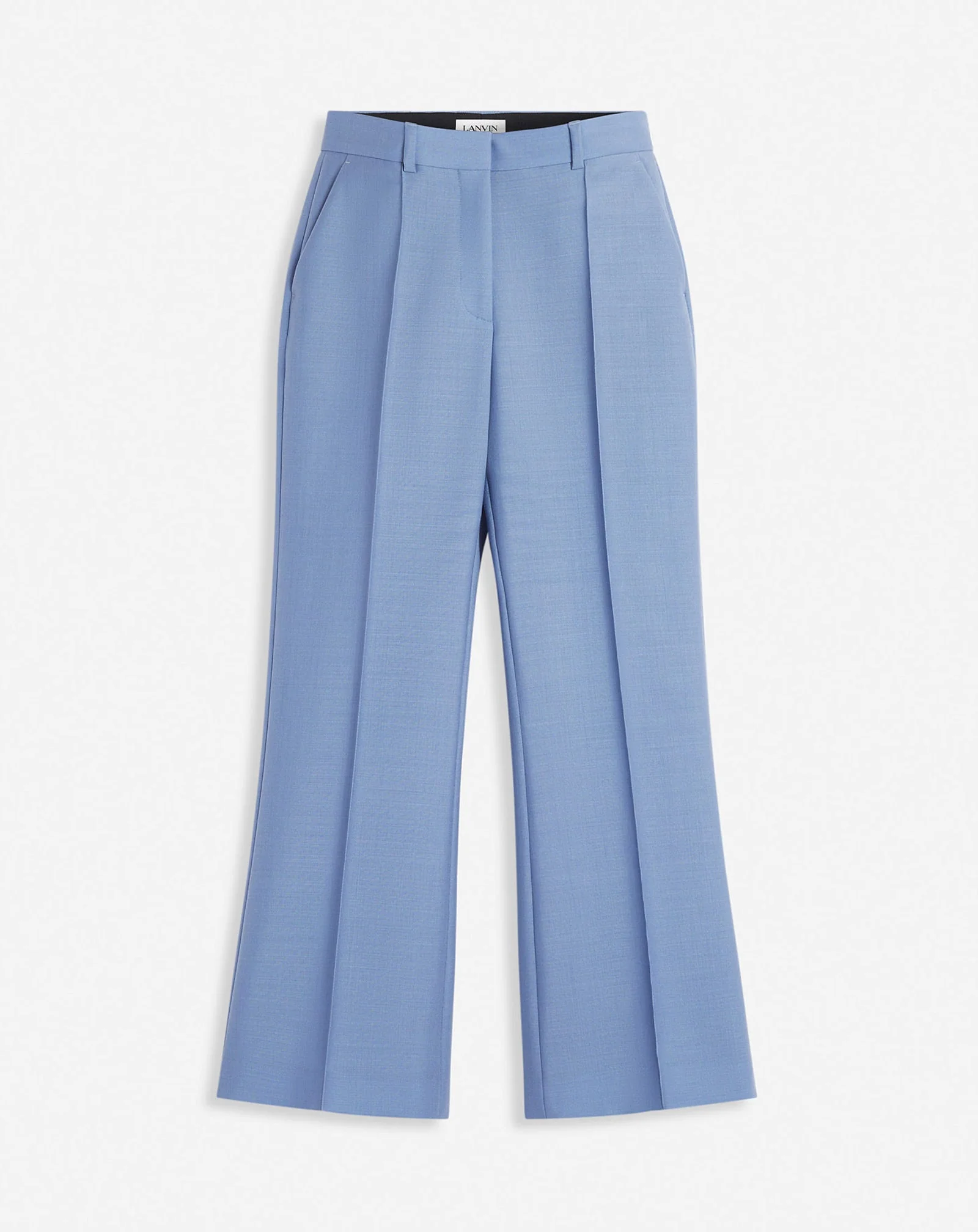 LANVIN WOMEN'S BLUE VIRGIN WOOL FLARED CROPPED TROUSERS