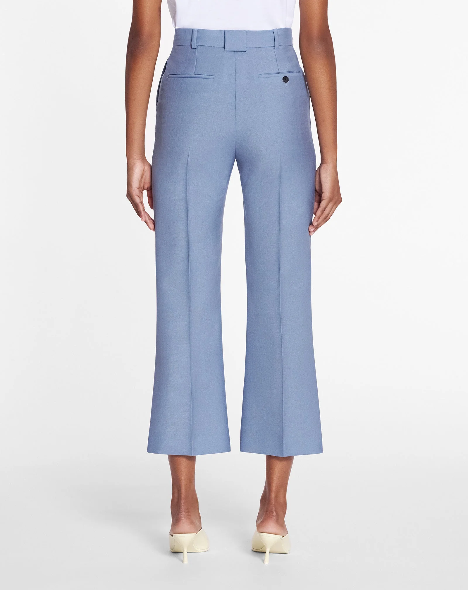 LANVIN WOMEN'S BLUE VIRGIN WOOL FLARED CROPPED TROUSERS - Image 4