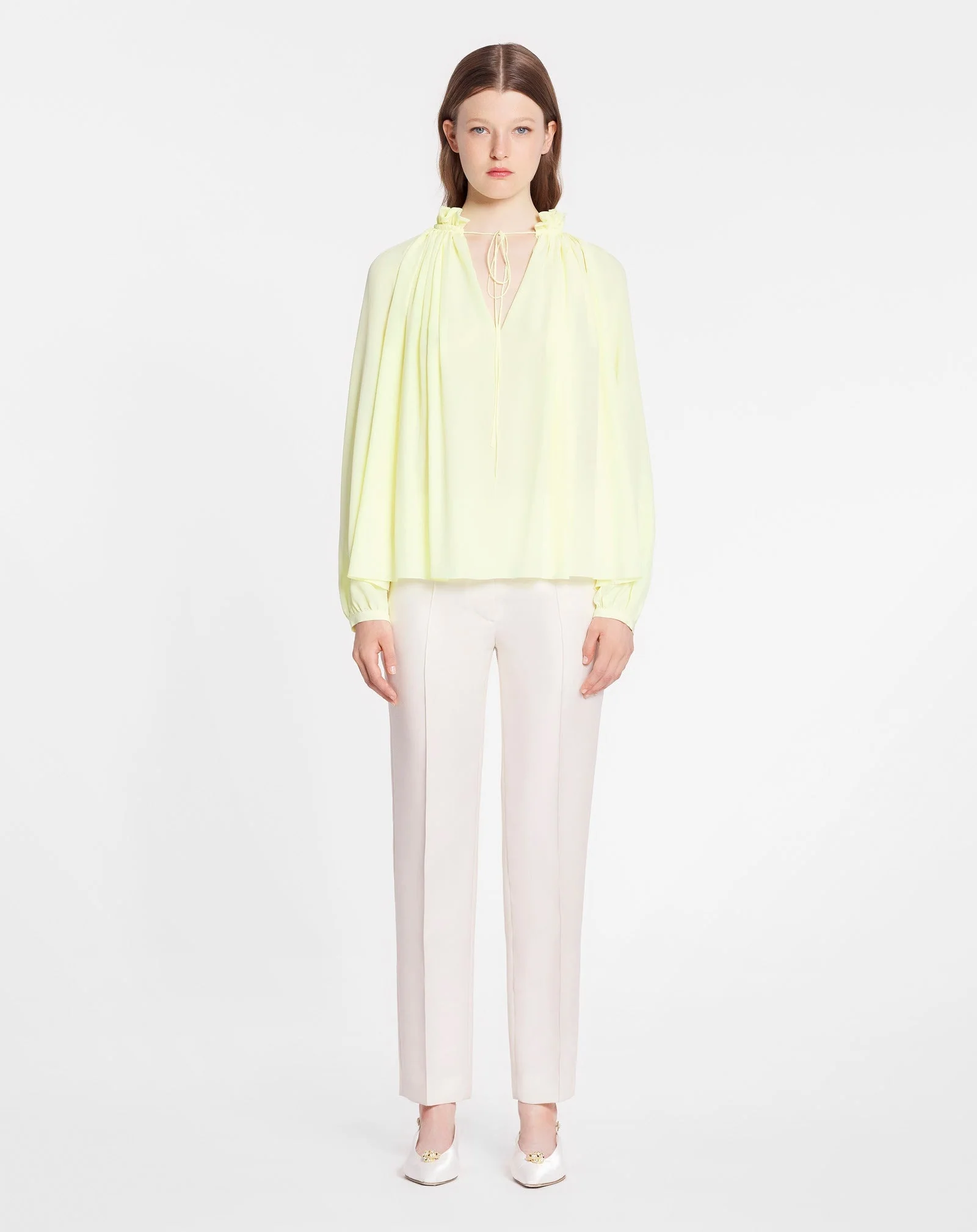 LANVIN WOMEN'S CITRON SILK FLARE SLEEVE BLOUSE - Image 2