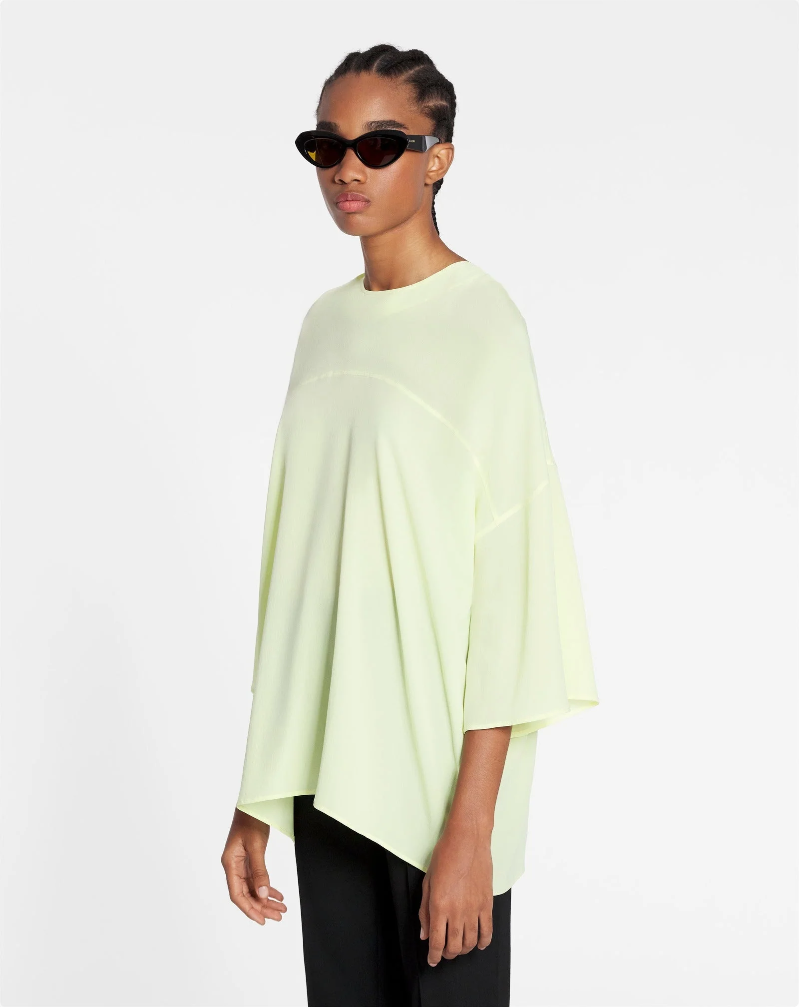 LANVIN WOMEN'S CITRON SILK ROUND NECK BLOUSE - Image 3
