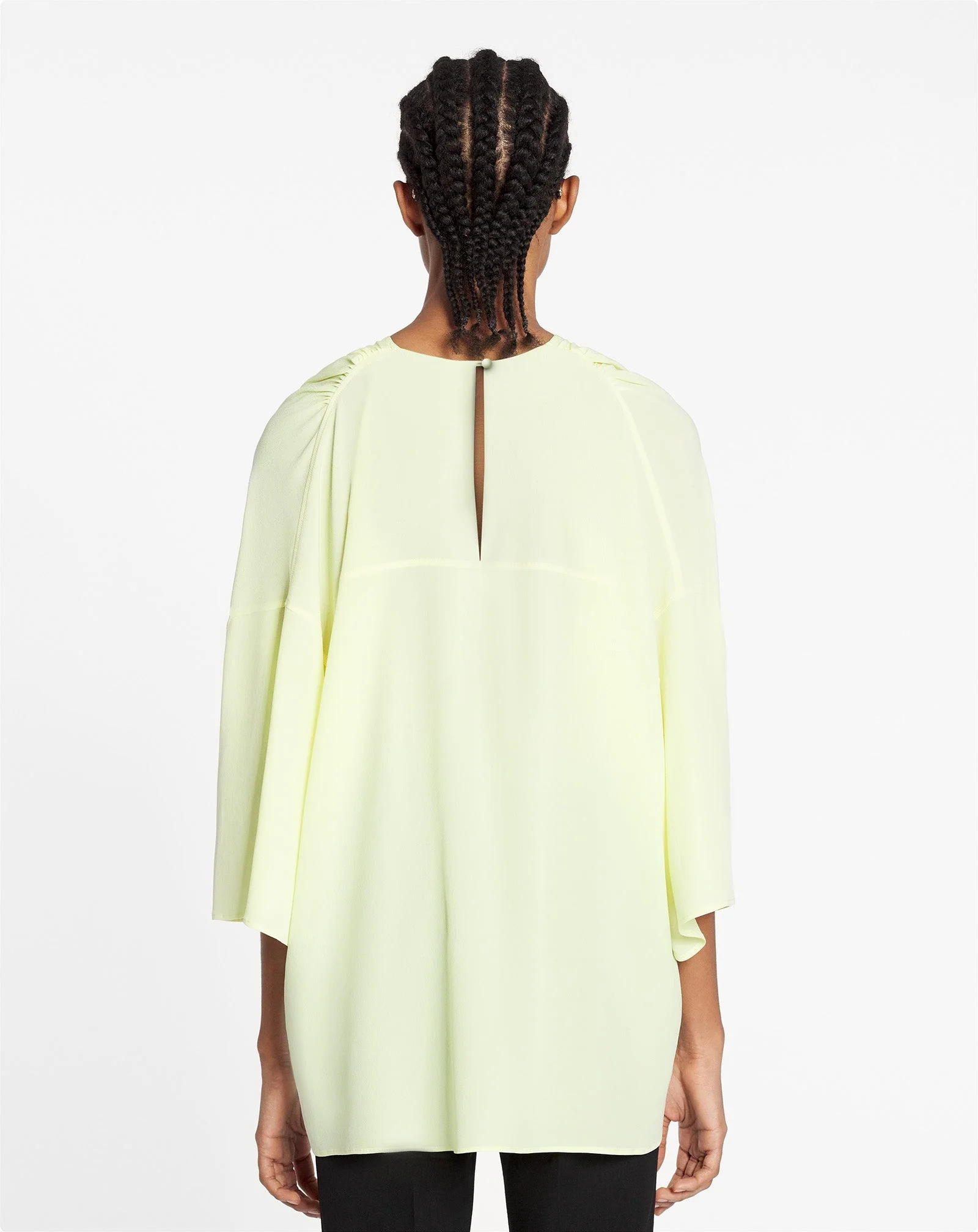 LANVIN WOMEN'S CITRON SILK ROUND NECK BLOUSE - Image 4