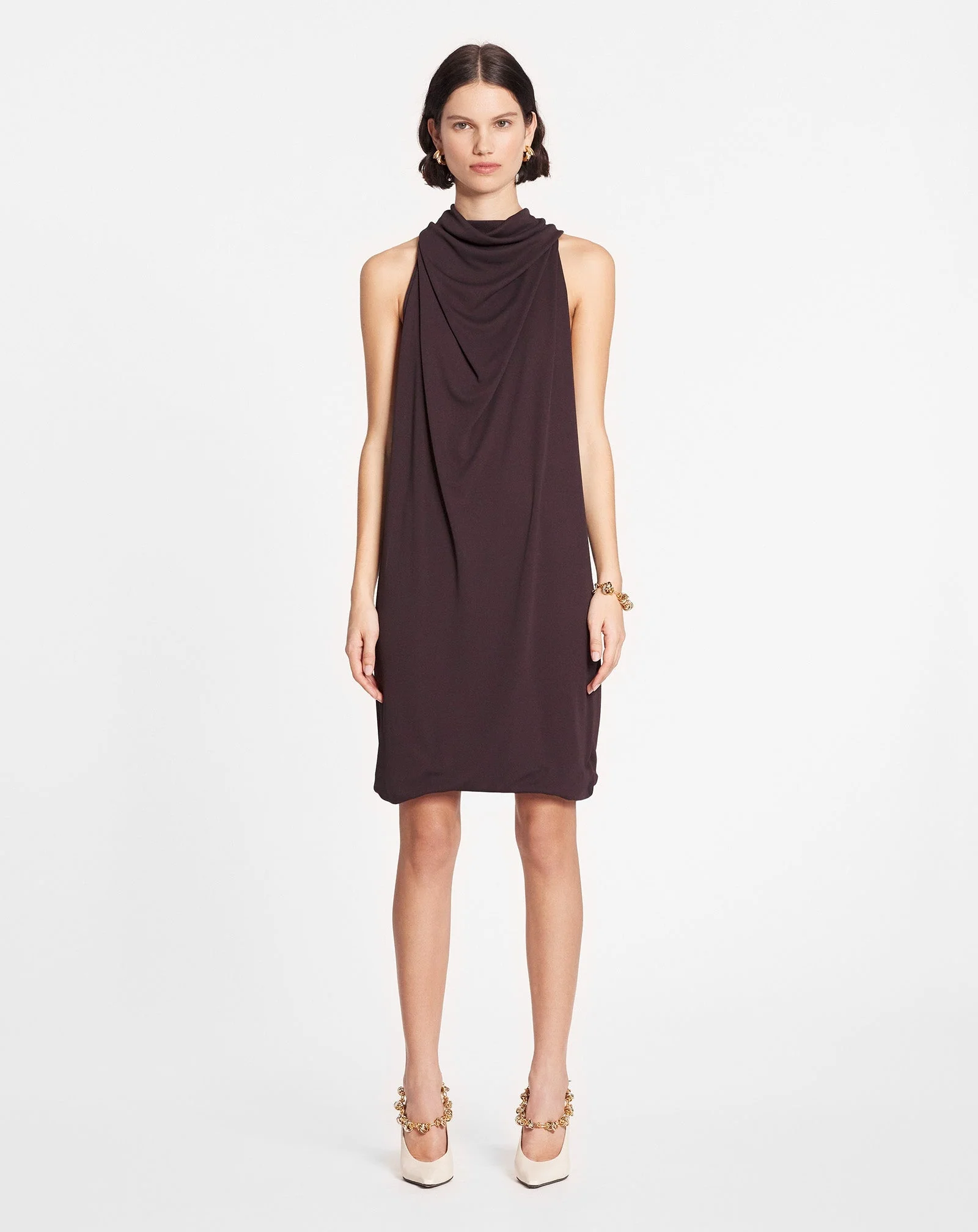 LANVIN WOMEN'S DARK BROWN TWISTED BACK DRESS - Image 2