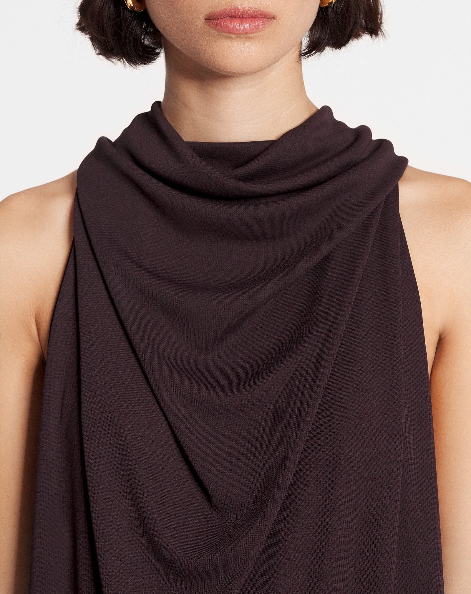 LANVIN WOMEN'S DARK BROWN TWISTED BACK DRESS - Image 5