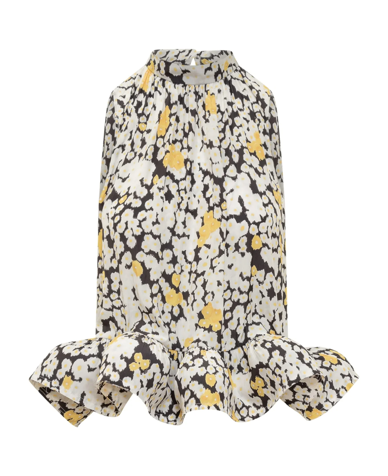 LANVIN WOMEN'S FLORAL FLARE HALTER NECK TOP