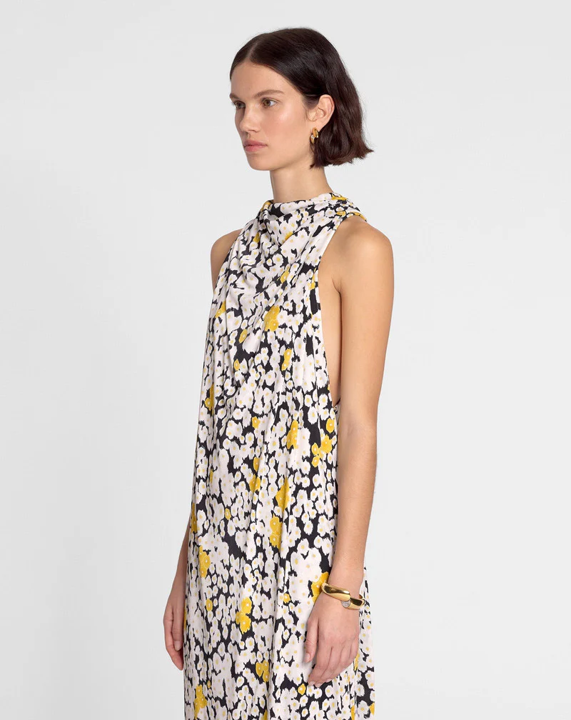 LANVIN WOMEN'S FLORAL KNEE-LENGTH TWISTED BACK DRESS - Image 3