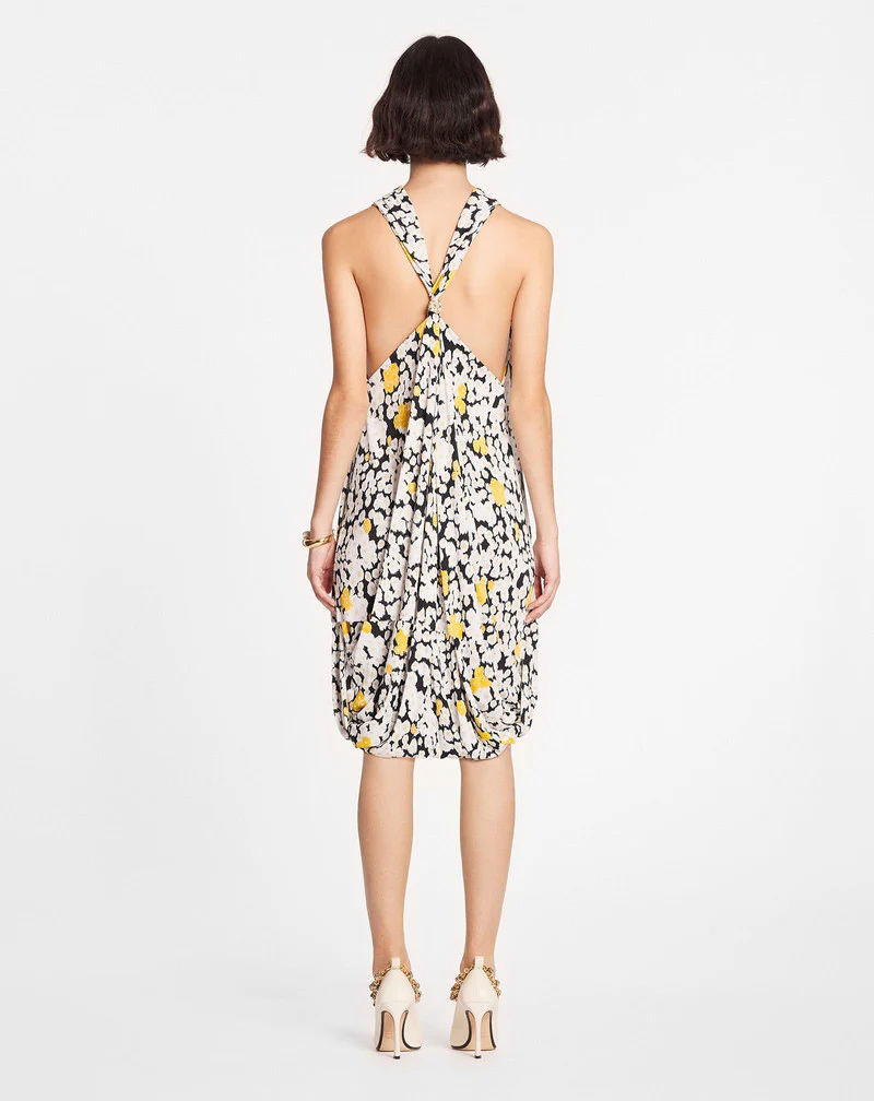 LANVIN WOMEN'S FLORAL KNEE-LENGTH TWISTED BACK DRESS - Image 4