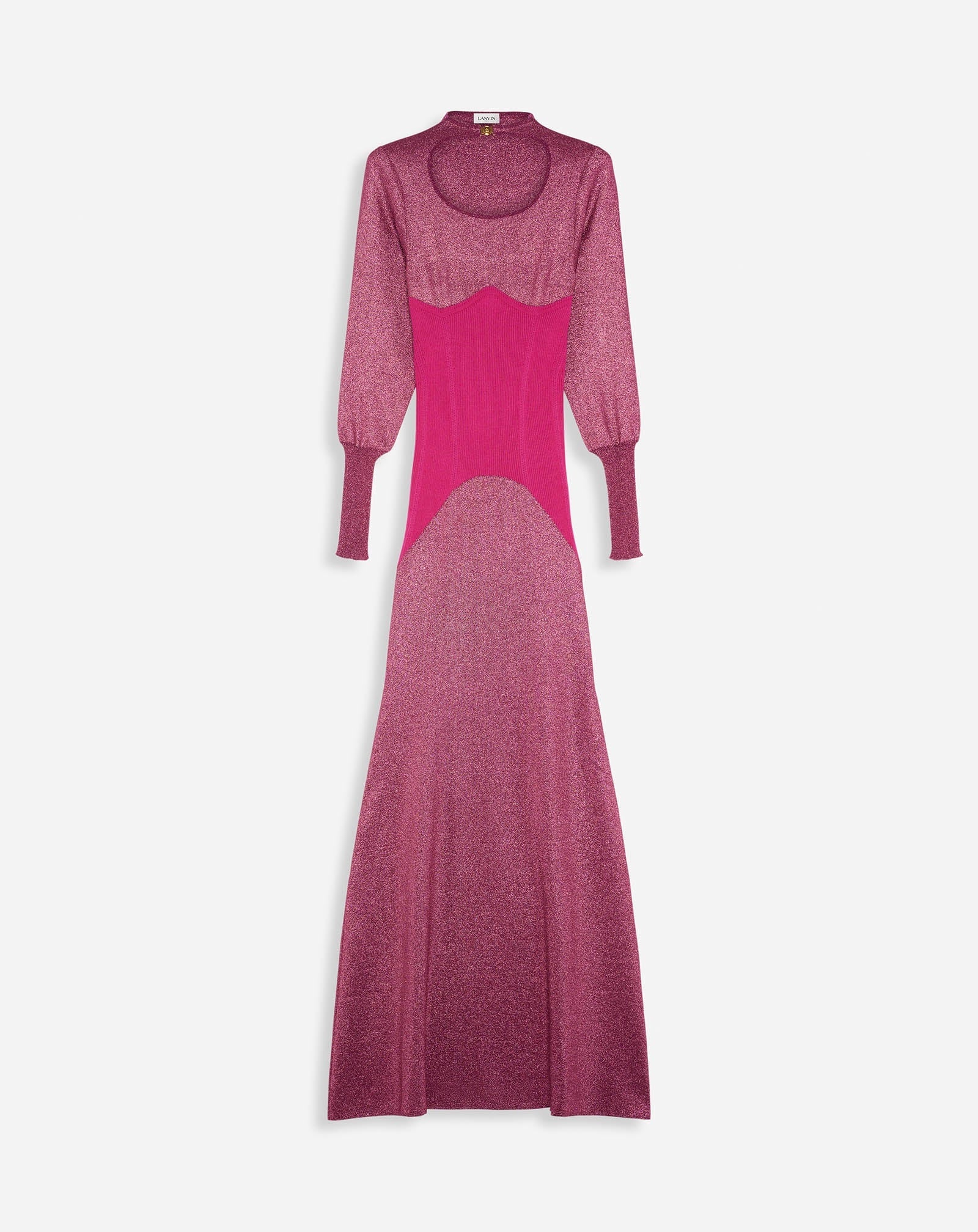 LANVIN WOMEN'S FUCHSIA FINE RIB MIDI DRESS
