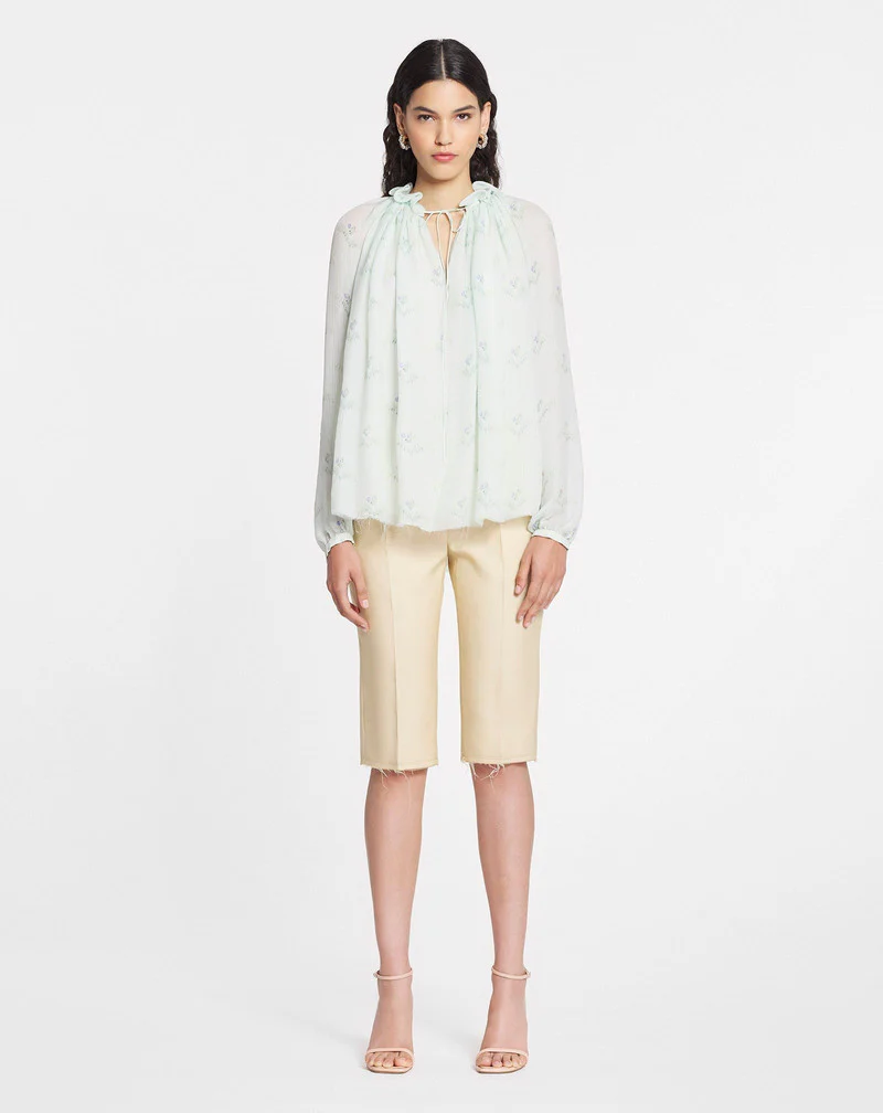LANVIN WOMEN'S MINT SILK FLARE SLEEVE BLOUSE - Image 2