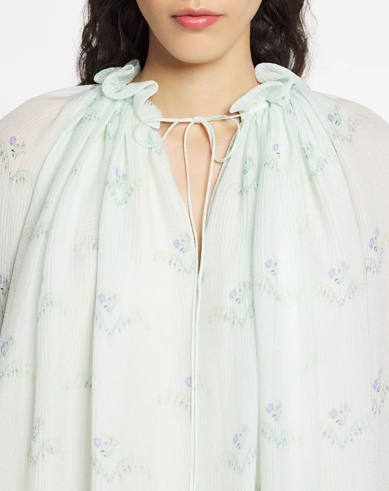 LANVIN WOMEN'S MINT SILK FLARE SLEEVE BLOUSE - Image 5