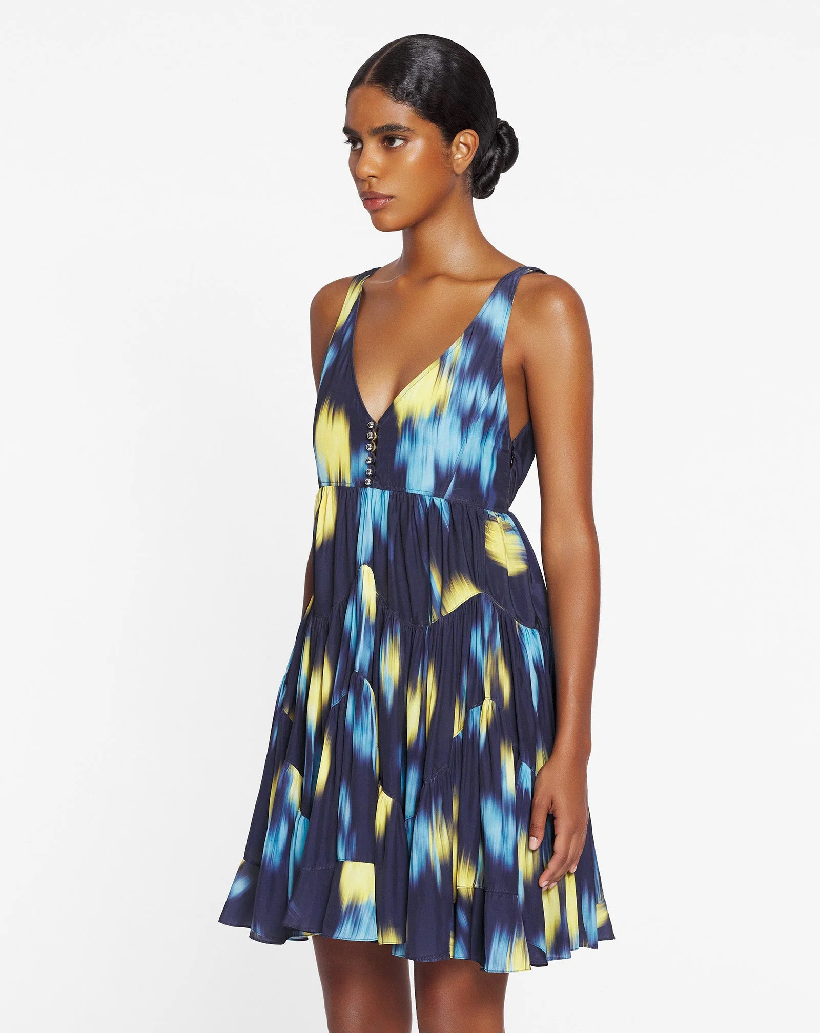 LANVIN WOMEN'S NAVY PRINTED SLEEVELESS SHORT DRESS - Image 3