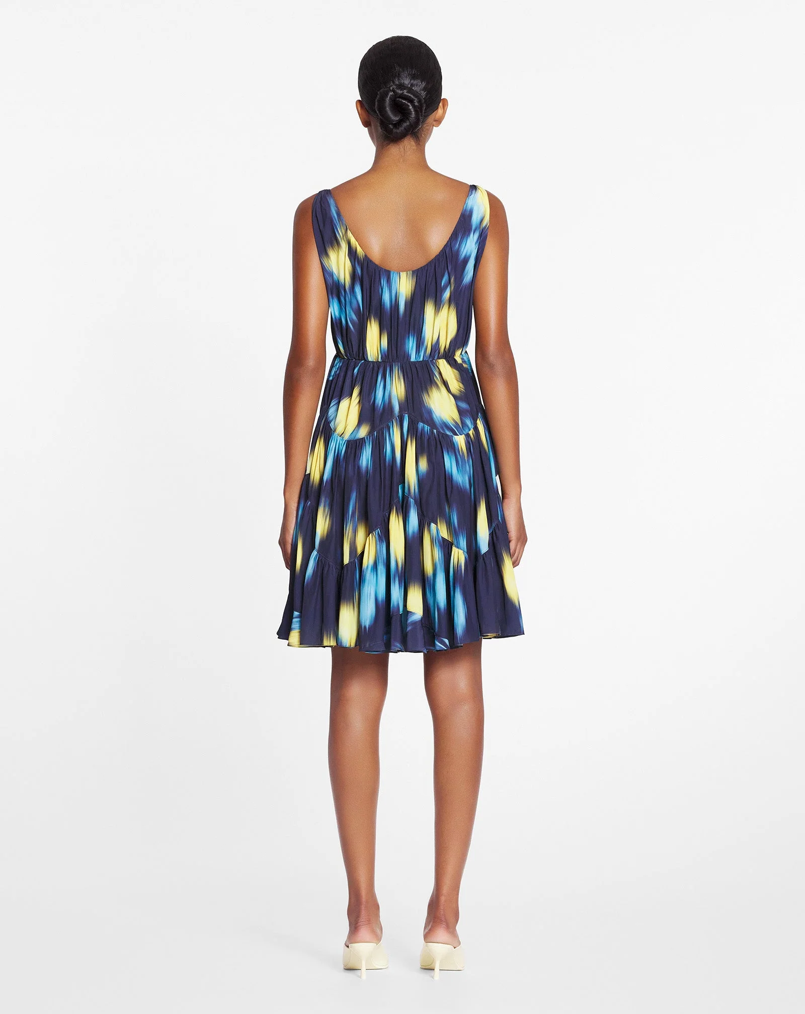 LANVIN WOMEN'S NAVY PRINTED SLEEVELESS SHORT DRESS - Image 4