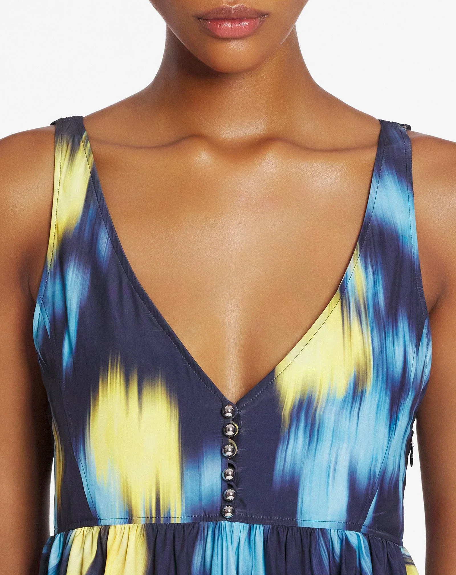 LANVIN WOMEN'S NAVY PRINTED SLEEVELESS SHORT DRESS - Image 5