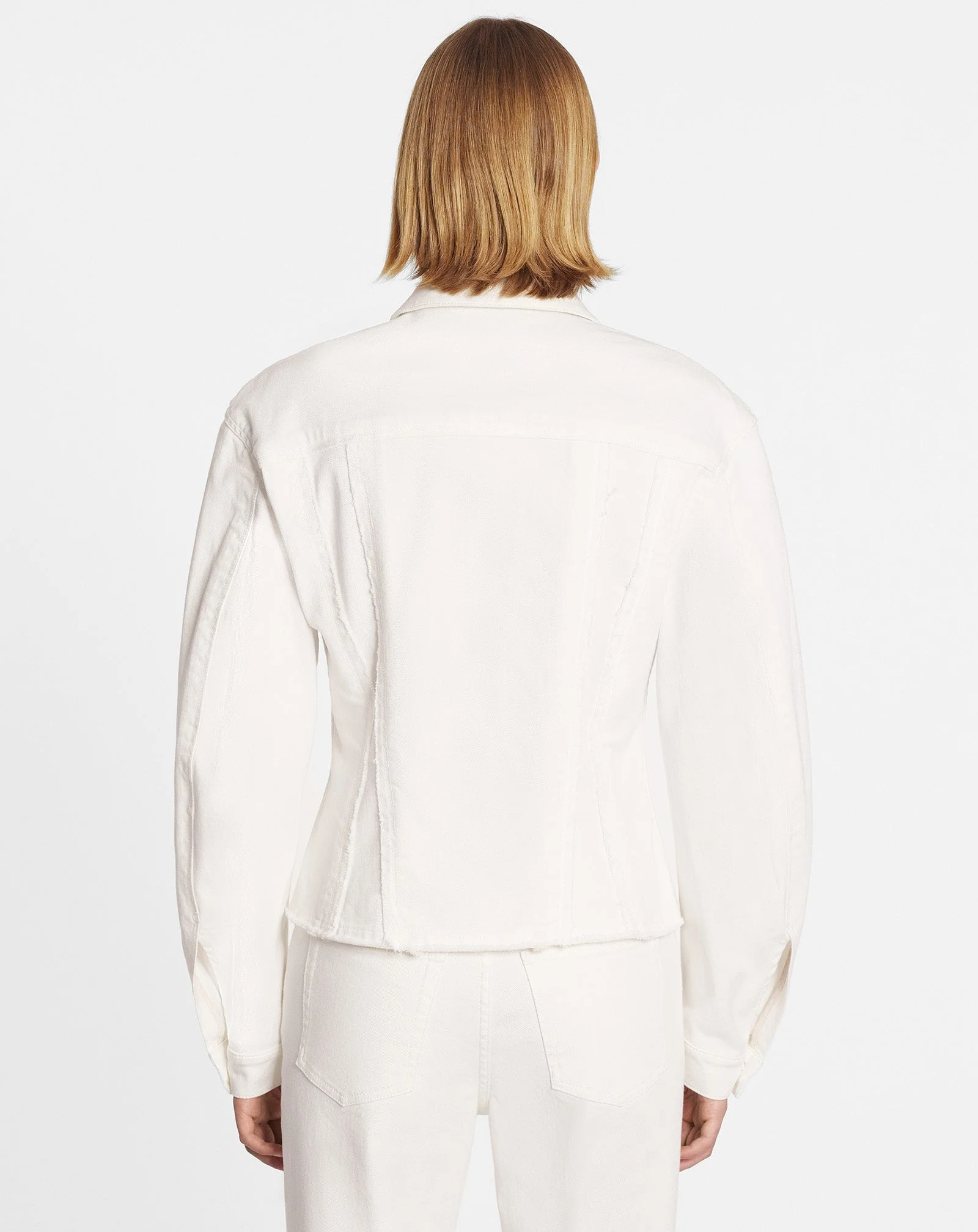 LANVIN WOMEN'S OPTIC WHITE FITTED DENIM JACKET - Image 4
