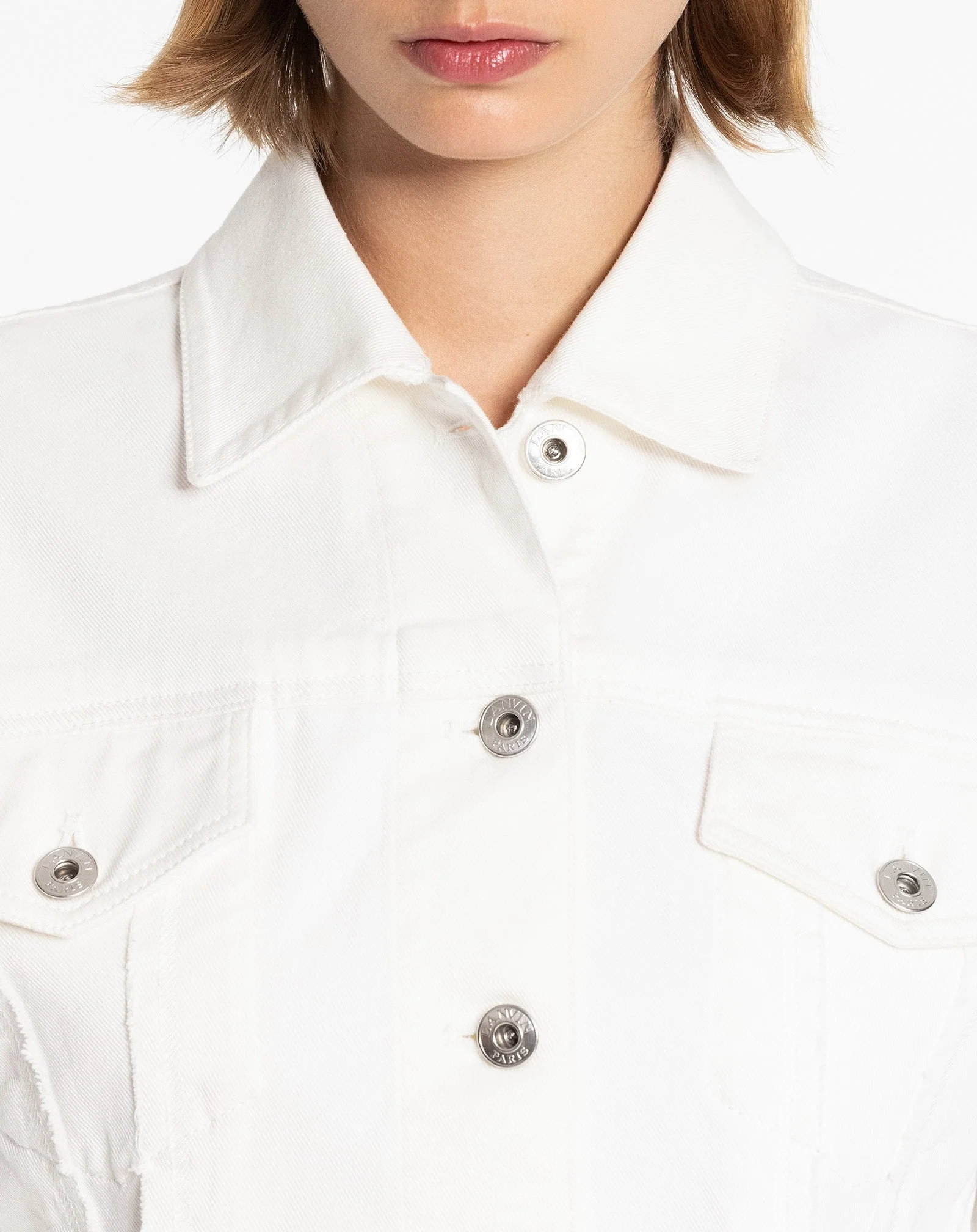 LANVIN WOMEN'S OPTIC WHITE FITTED DENIM JACKET - Image 5