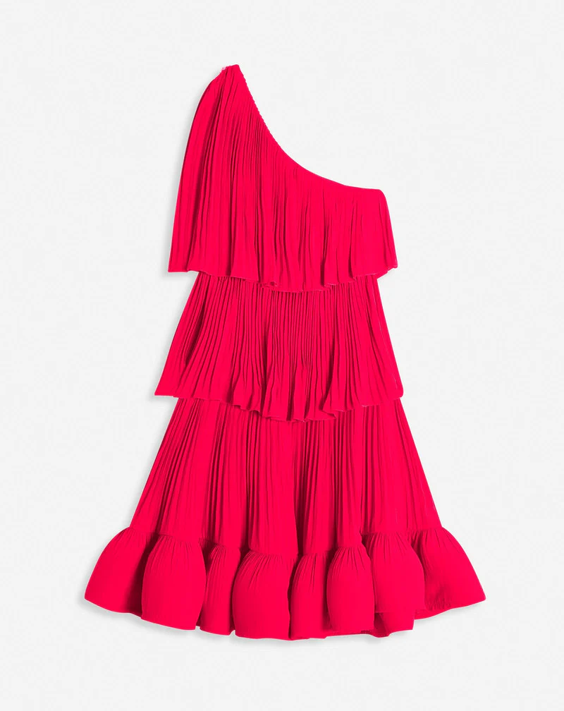 LANVIN WOMEN'S RED ASYMMETRIC LAYERED SHORT DRESS - Image 2