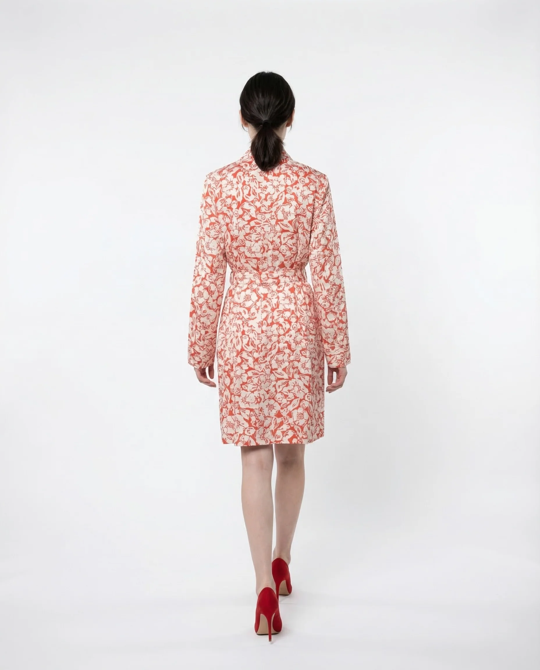 LANVIN WOMEN'S RED SILK FLORAL WRAP MIDI DRESS - Image 2