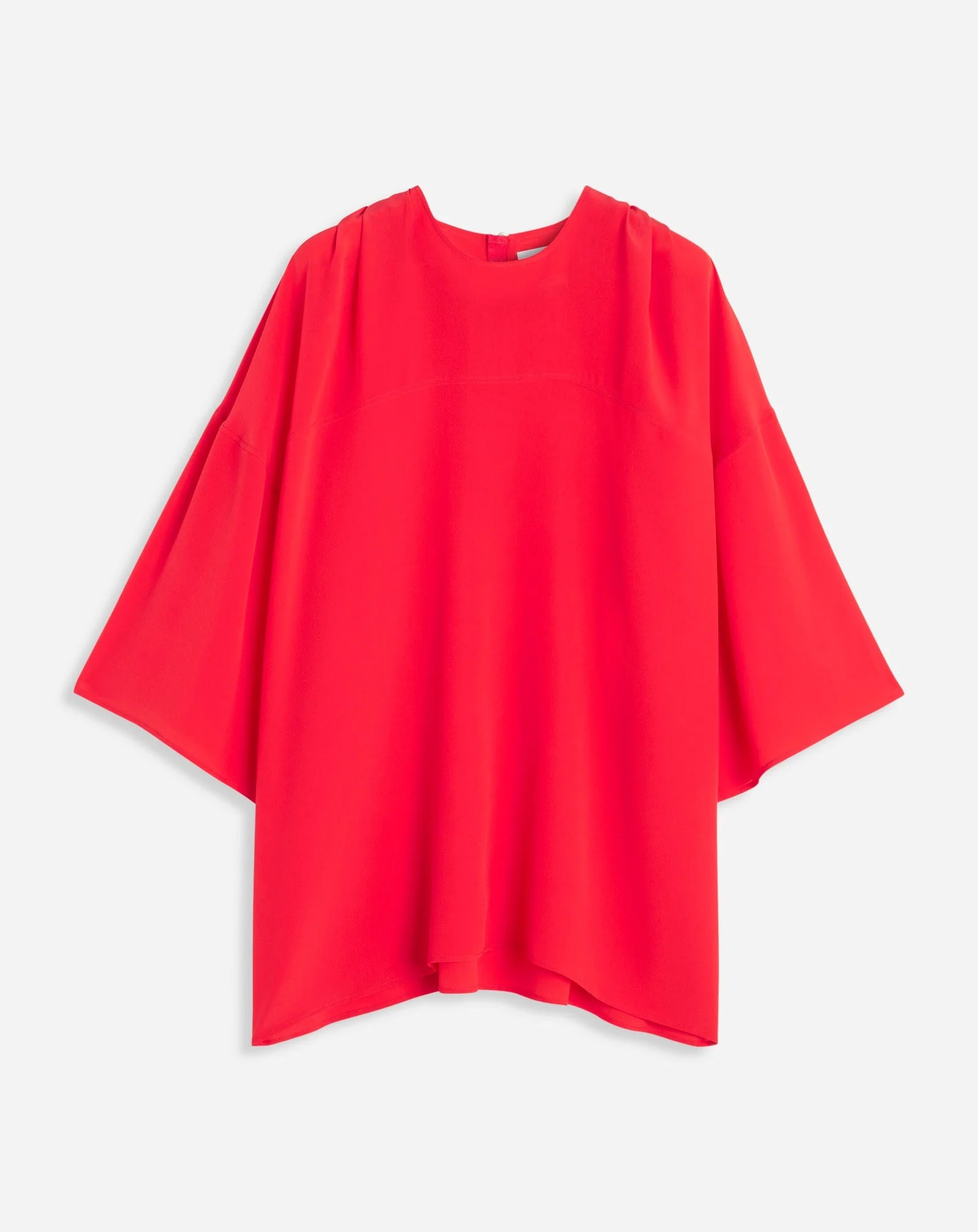 LANVIN WOMEN'S RED SILK ROUND NECK BLOUSE