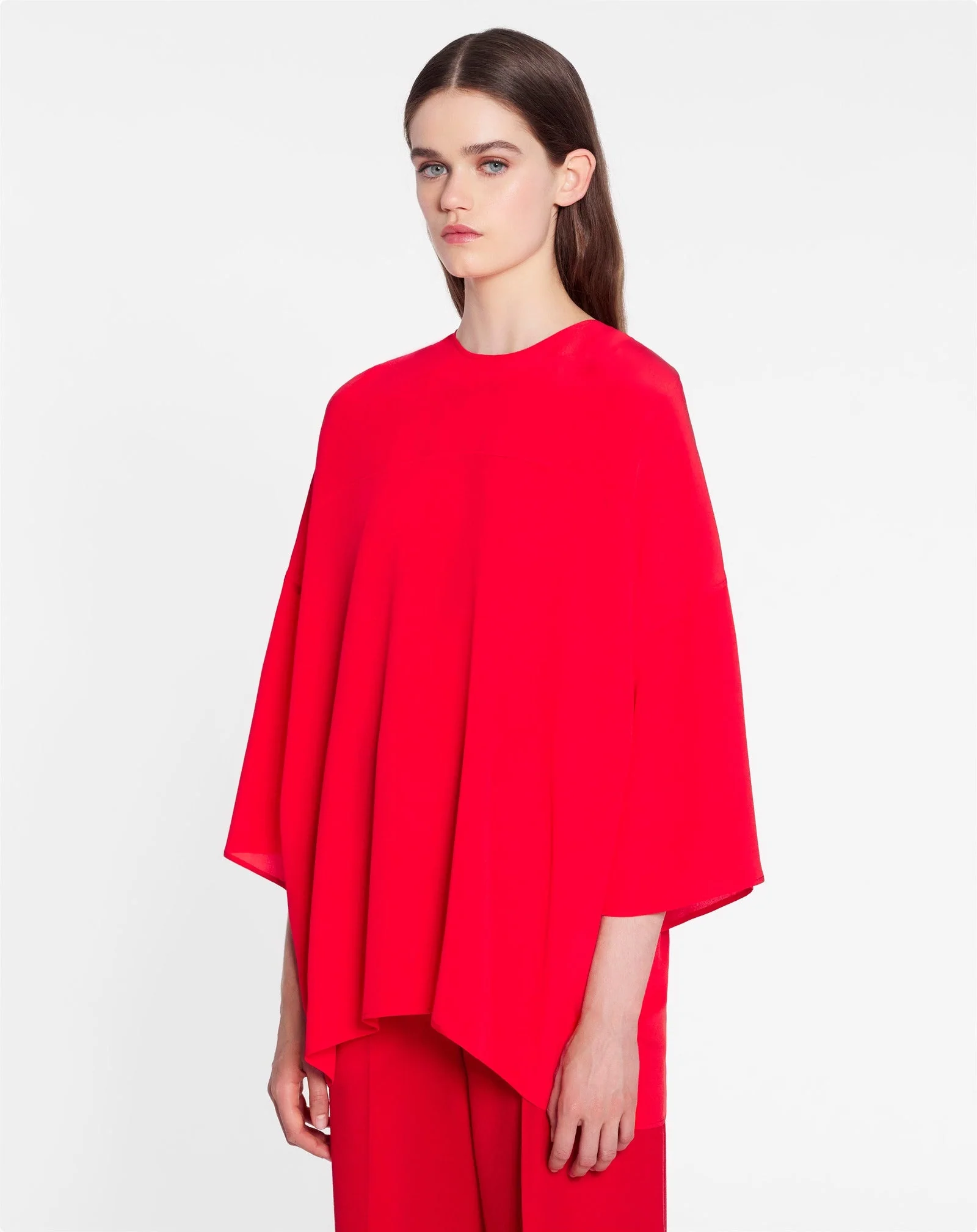 LANVIN WOMEN'S RED SILK ROUND NECK BLOUSE - Image 3