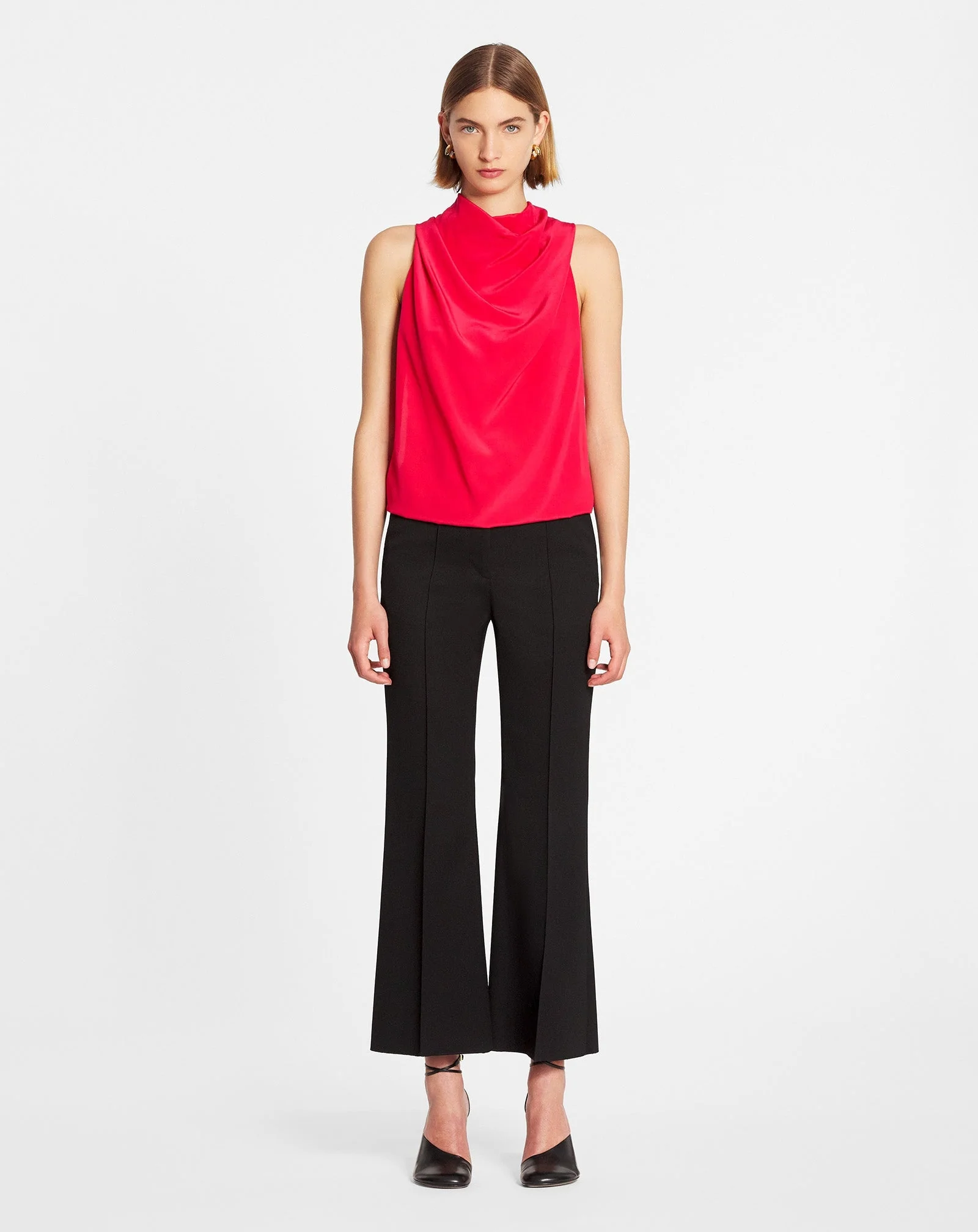 LANVIN WOMEN'S RED SILK SLEEVELESS SCARF TOP - Image 2