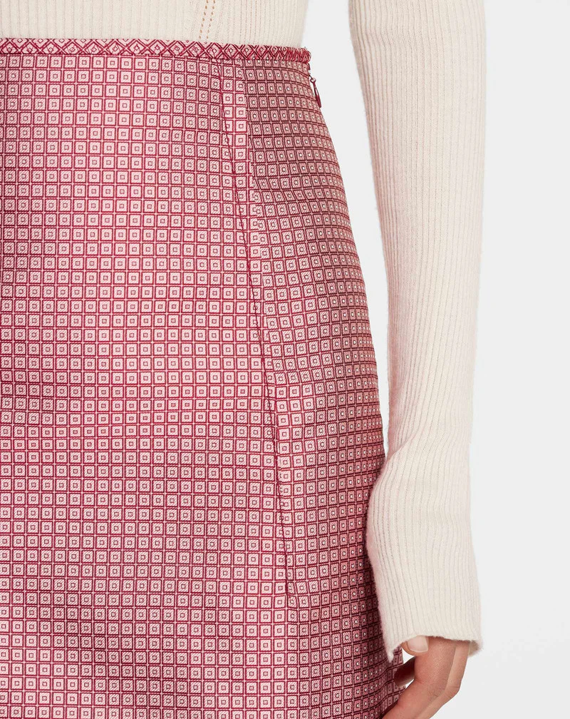 LANVIN WOMEN'S ROSEWOOD SILK A-LINE SHORT SKIRT - Image 5