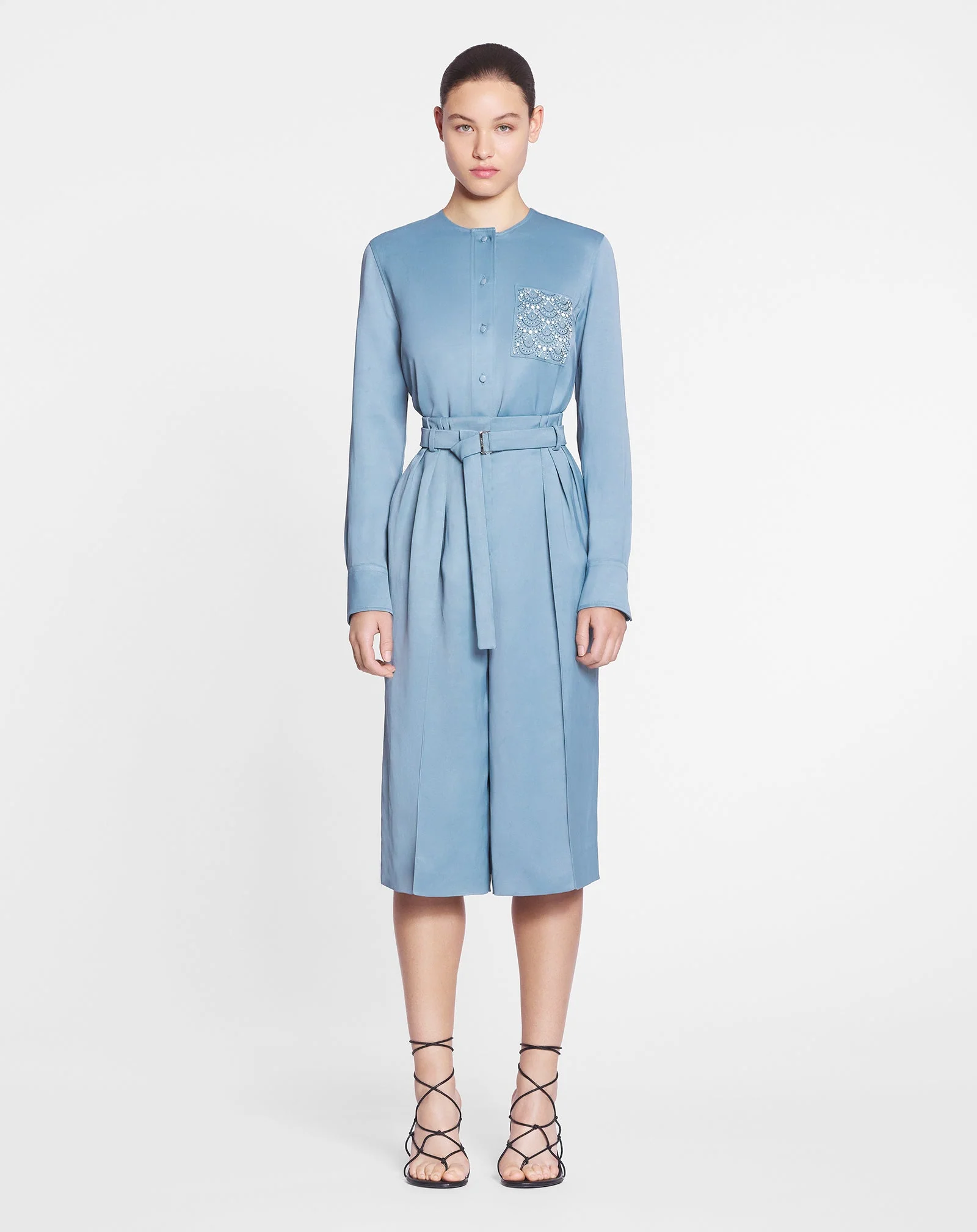 LANVIN WOMEN'S SKY BLUE WIDE-LEG TAILORED TROUSERS - Image 2