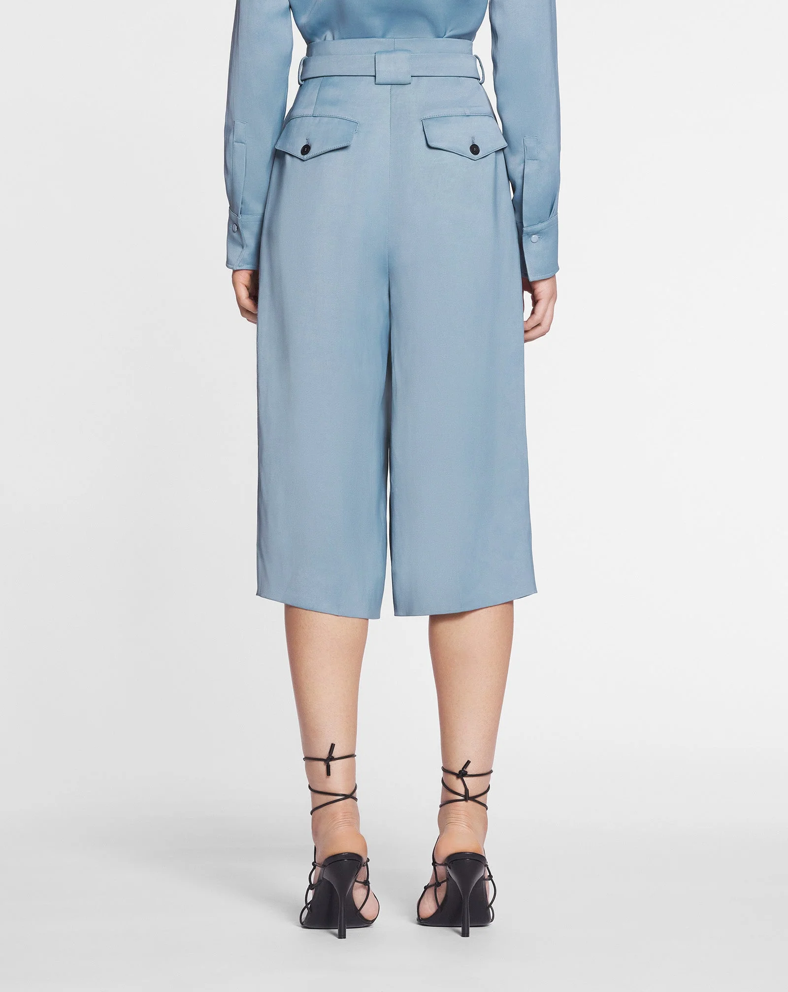 LANVIN WOMEN'S SKY BLUE WIDE-LEG TAILORED TROUSERS - Image 4
