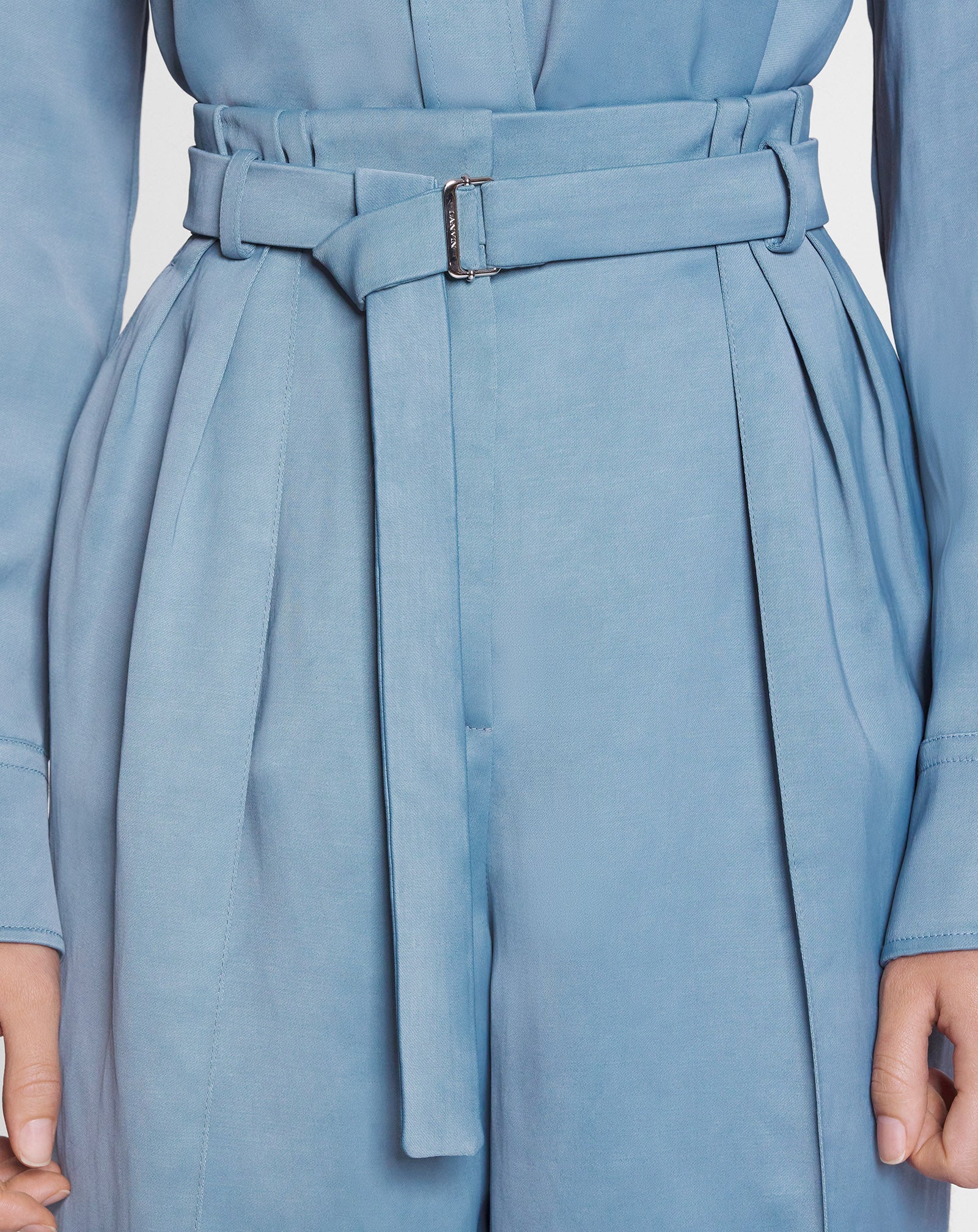 LANVIN WOMEN'S SKY BLUE WIDE-LEG TAILORED TROUSERS - Image 6